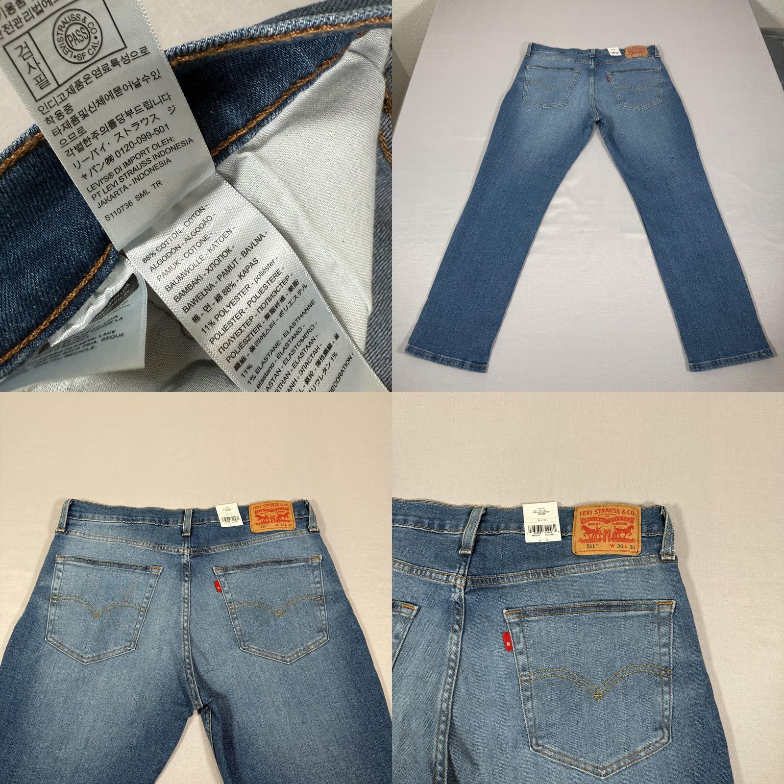 Levi's Levi's 511 Slim Jeans Mens 36x30 Blue Medium Wash Denim Straight 5-Pocket Stretch Cotton Polyester Modern Size US 36 / EU 52 - 9 Thumbnail