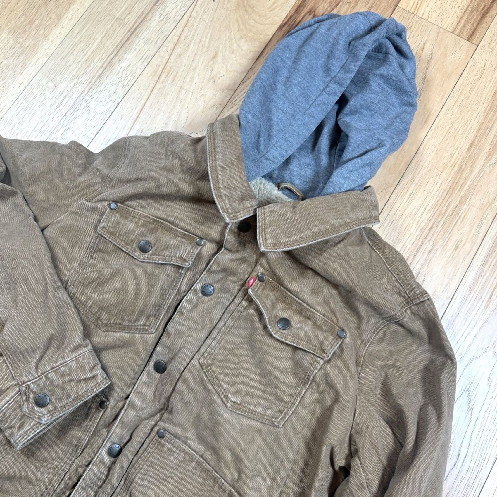 Levi's VINTAGE Levi’s Hooded Trucker Jacket Brown Canvas S Mens Small Size US S / EU 44-46 / 1 - 2 Thumbnail