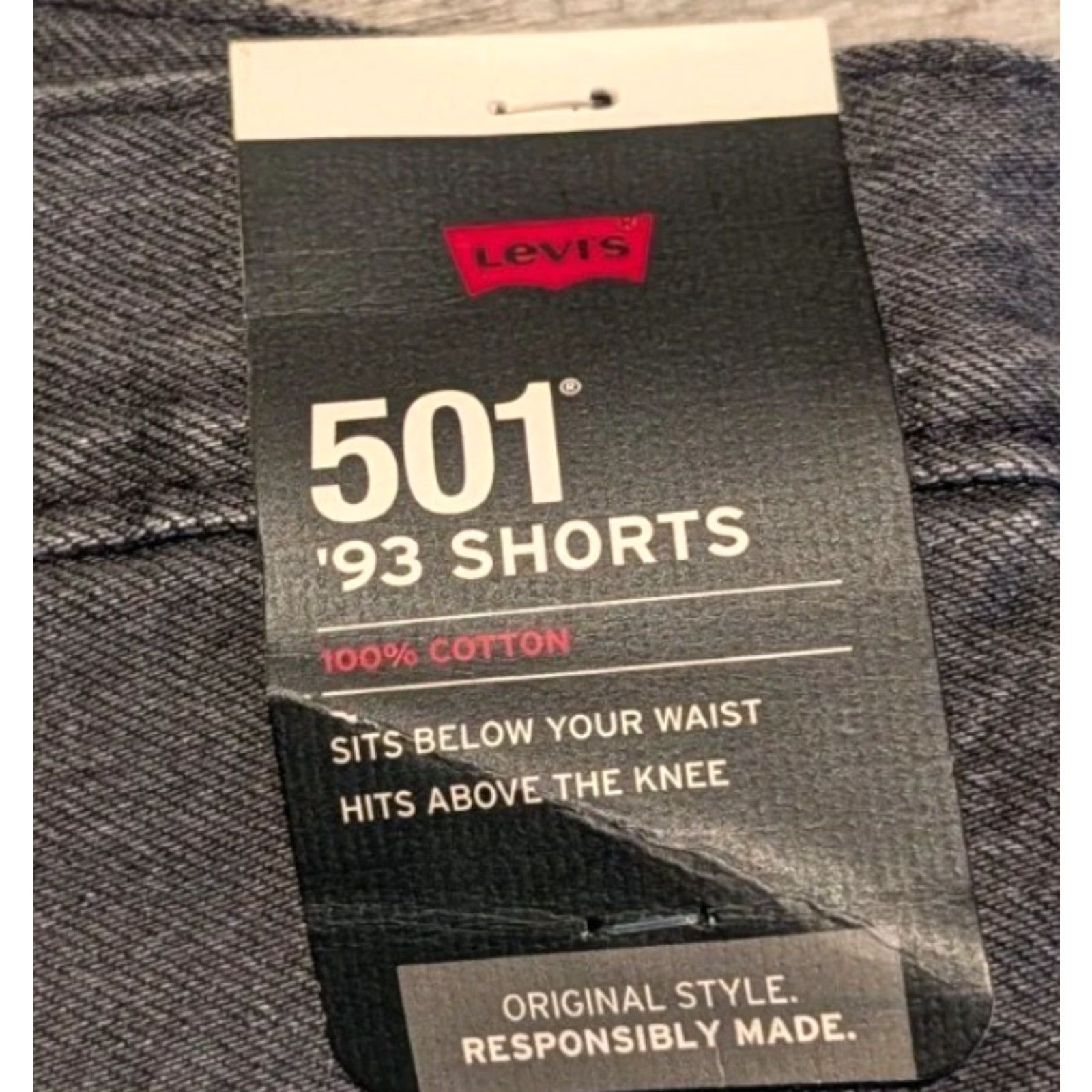 VINTAGE Levi’s 501 Original Fit Cut Off Denim Jean Shorts Black 38 Men’s 7 in Inseam 5-Pocket Denim 90s American Outdoor NWT
