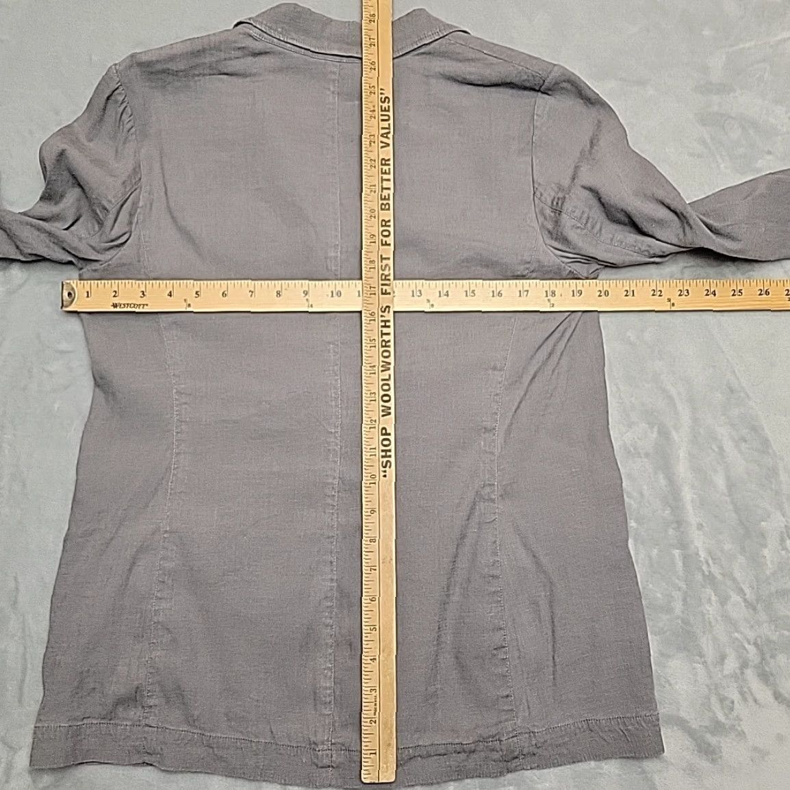 J. Jill VINTAGE J. Jill Blazer Shirt Womens M Gray Linen Blend Stretch One Button Lightweight Casual Size M / US 6-8 / IT 42-44 - 6 Thumbnail