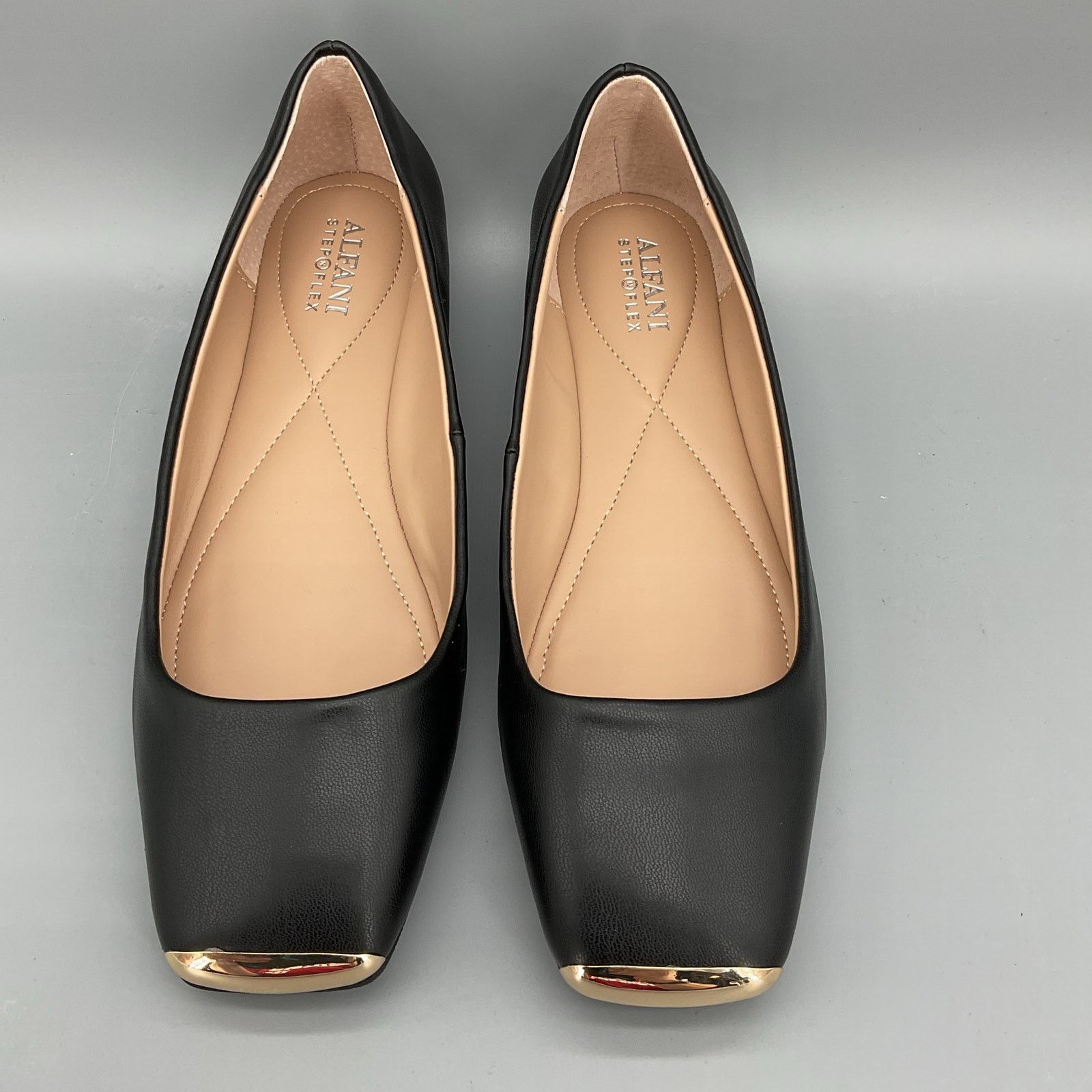 Alfani Alfani Women Metallic Neptoon Square Toe Flats Black Sz 7.5M Size US 7.5 / IT 37.5 - 3 Thumbnail