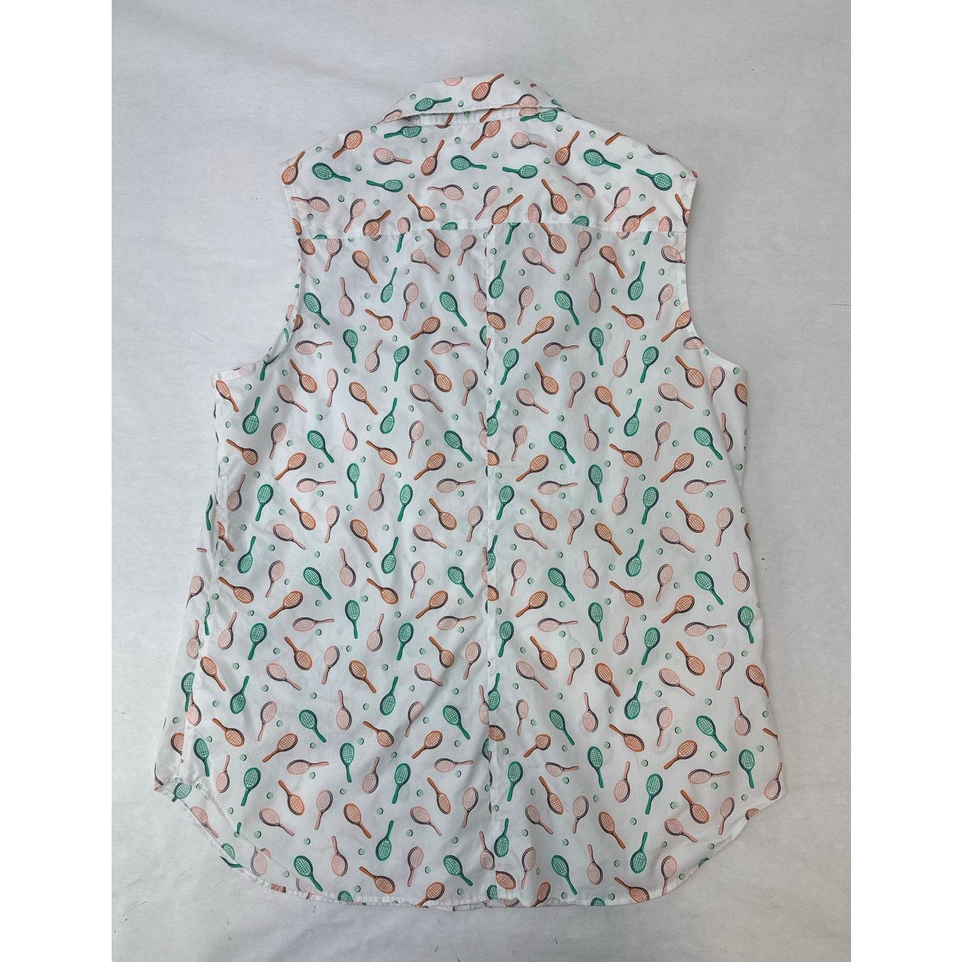 Lands' End Land's End Tennis Racket Print Sleeveless Button Shirt - 12 Size XL / US 12-14 / IT 48-50 - 2 Thumbnail