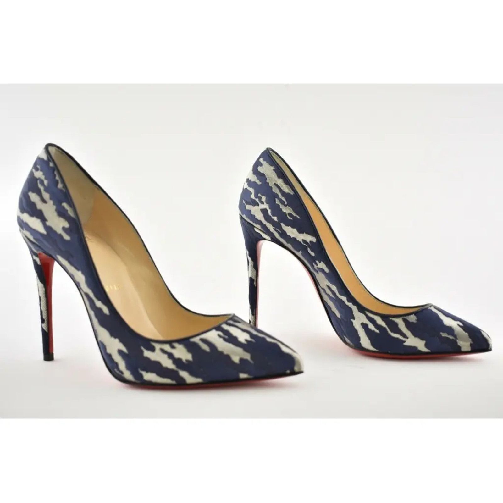 Christian Louboutin Christian Louboutin Pigalle Follies 100 Blue Camo JQ Size US 6.5 / IT 36.5 - 3 Thumbnail