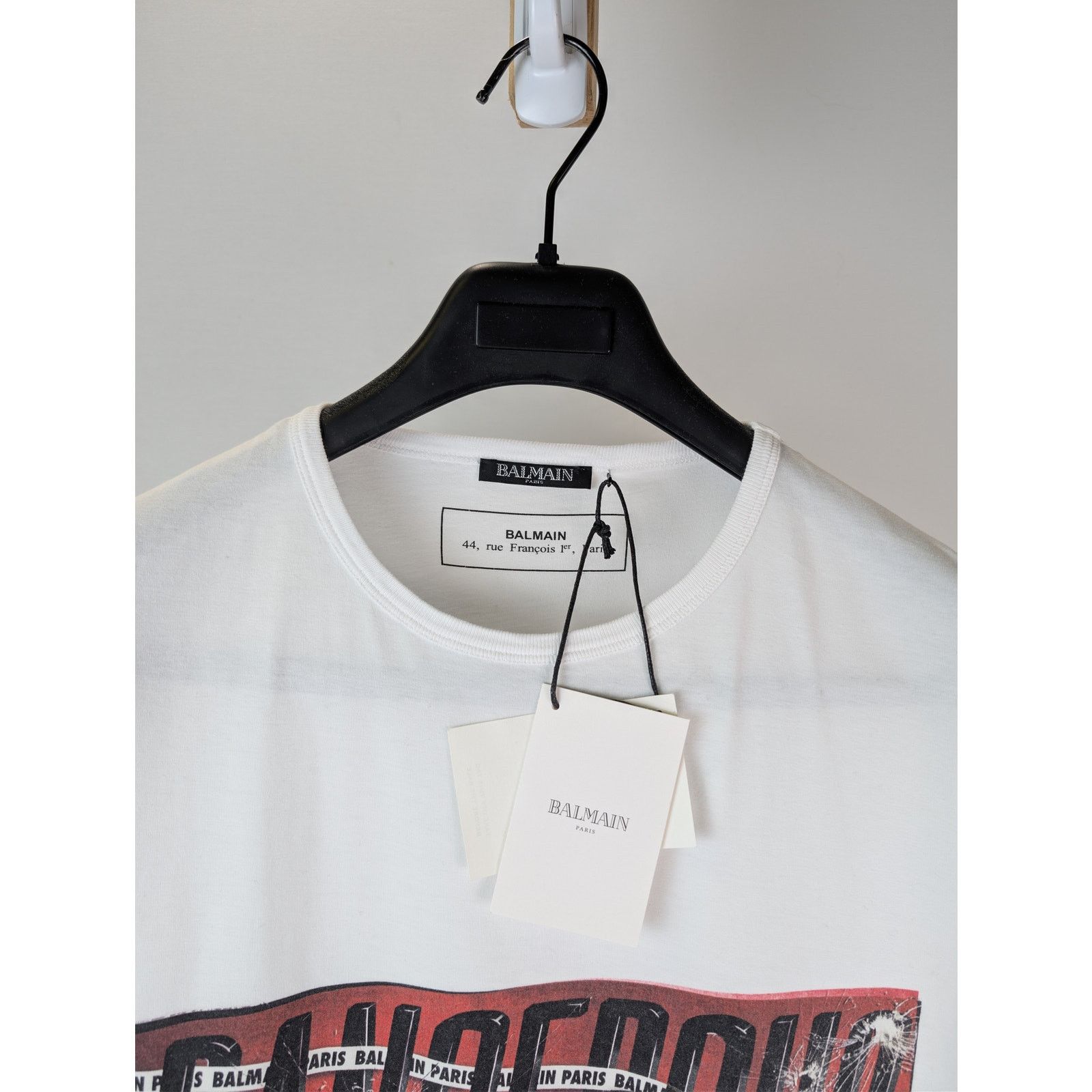 Balmain o1rshd1 Dangerous Print Cotton Crewneck T-Shirt in White Size US S / EU 44-46 / 1 - 7 Thumbnail