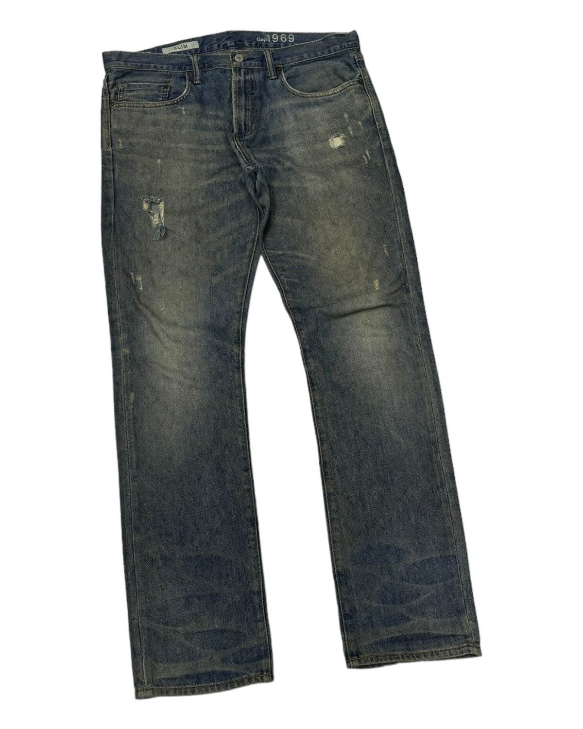 Kapital FW14 MEDIUM TINTED DESTROY JEANS SLIM FIT GAP Size US 36 / EU 52 - 7 Thumbnail