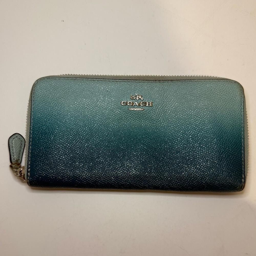 Coach COACH Ombre Teal Blue Sea Green Accordion Zipped Wallet Size ONE SIZE - 3 Thumbnail