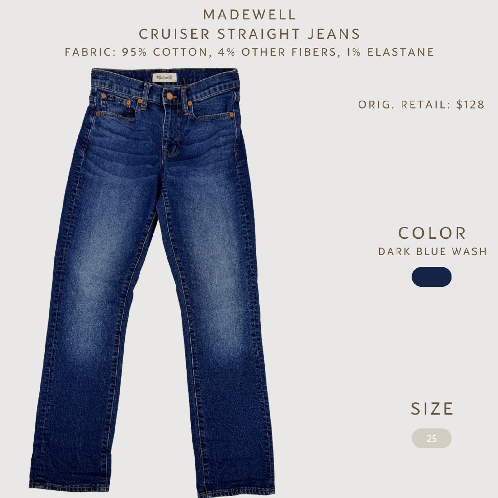 Madewell Madewell Cruiser Straight Jeans Dark Wash 25 High Rise Size 25" / US 0 / IT 36 - 2 Thumbnail