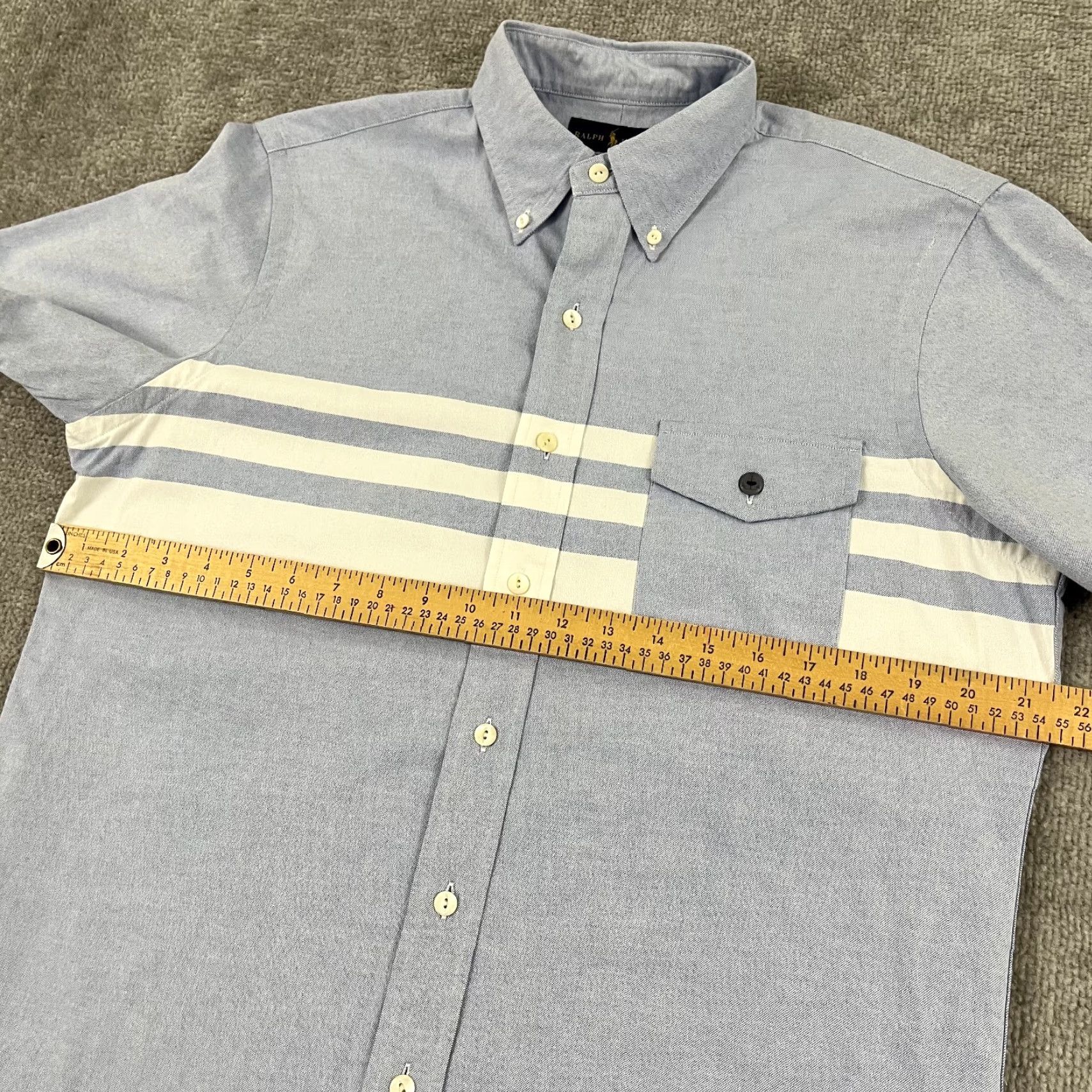 Ralph Lauren VINTAGE Ralph Lauren Oxford Shirt Men Medium Classic Blue White Short Sleeve Button-Down Casual Business Formal Size US M / EU 48-50 / 2 - 5 Thumbnail