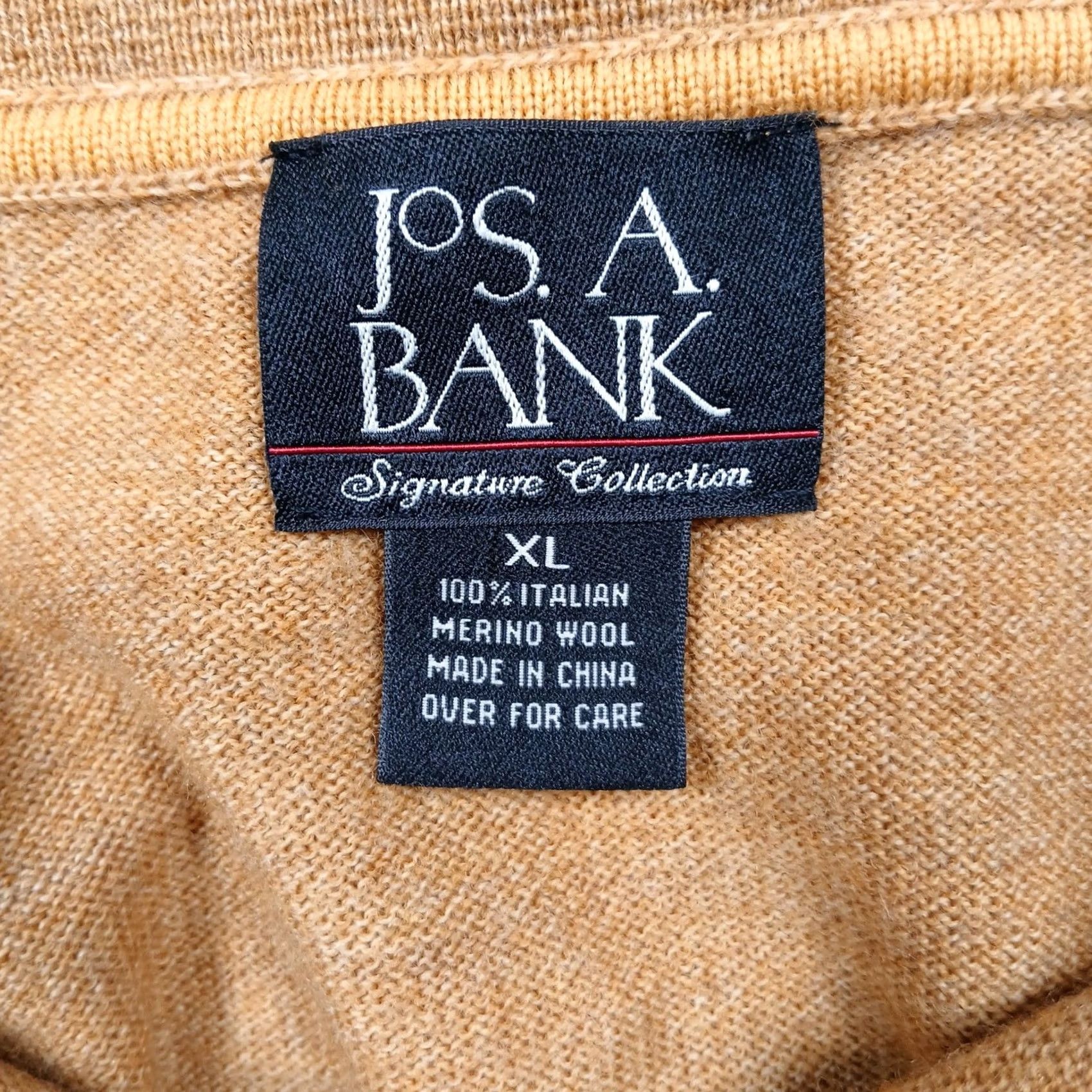 Vintage Jos A Bank Merino Wool Polo Sweater Men's XL Tan Brown Long Sleeve Size US XL / EU 56 / 4 - 4 Thumbnail
