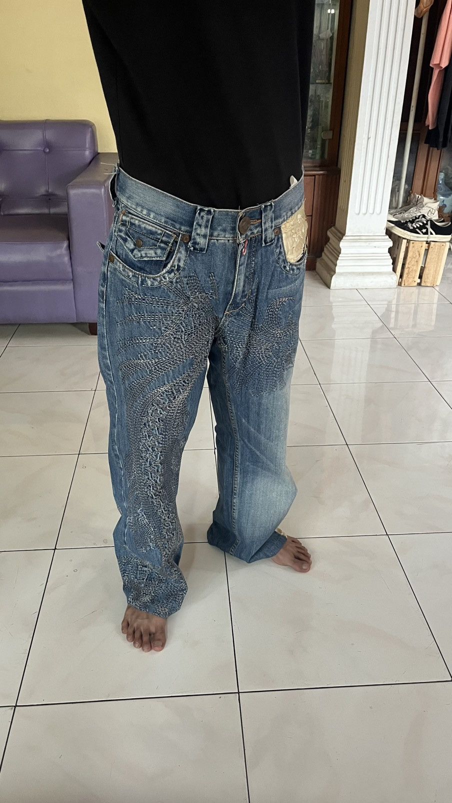 Japanese Brand Take Two Dragon Embroidery Denim Pants "Japanese Sukajan" Size US 30 / EU 46 - 6 Thumbnail