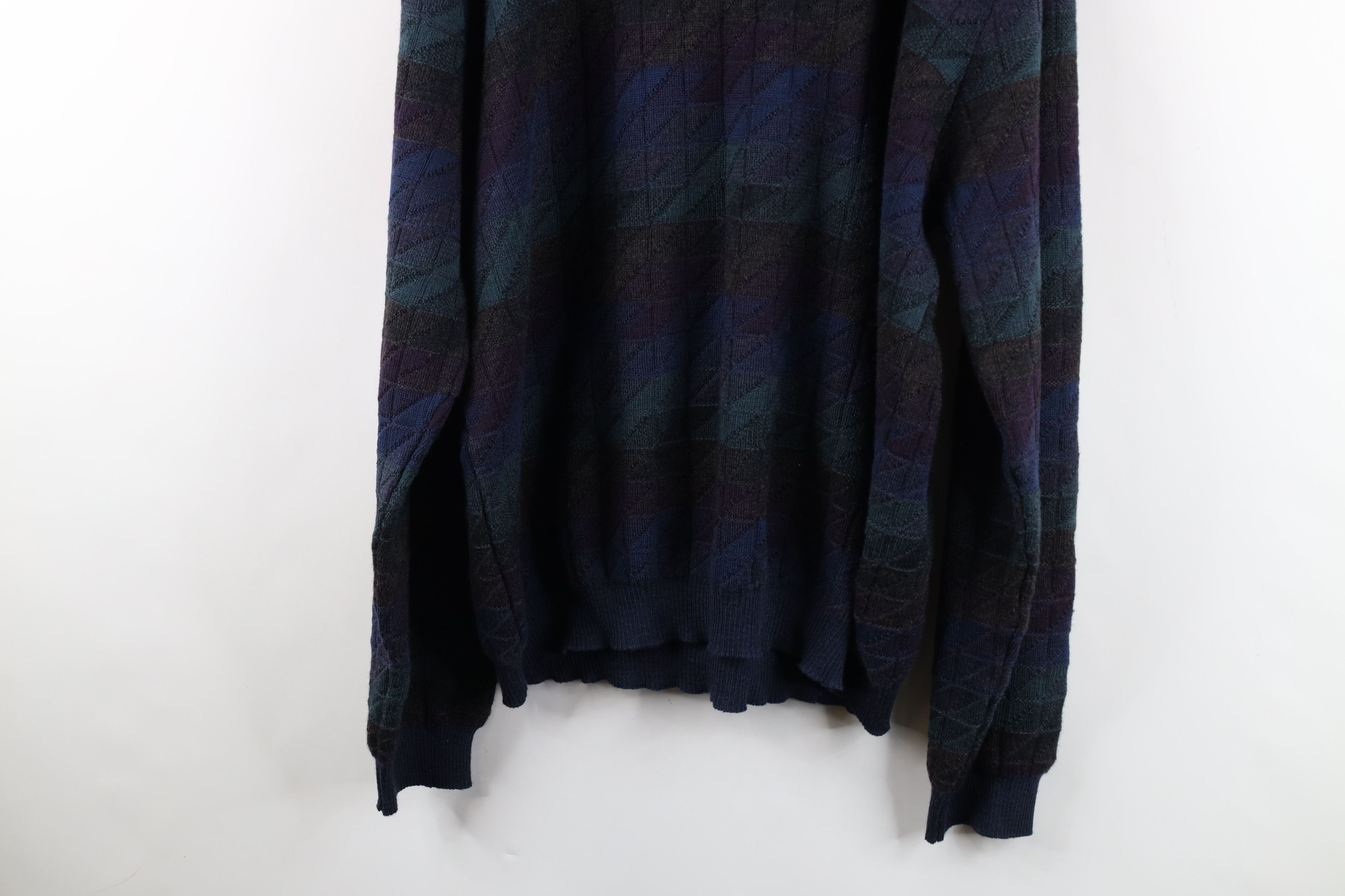 Vintage Vintage 90s Streetwear Checkered Wool Knit Crewneck Sweater Size US XL / EU 56 / 4 - 10 Thumbnail
