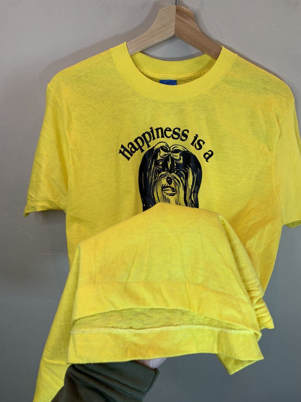 Vintage RARE Vintage 1975 Happiness Is A Shih Tzu Screen Stars Shirt Size US XL / EU 56 / 4 - 6 Thumbnail