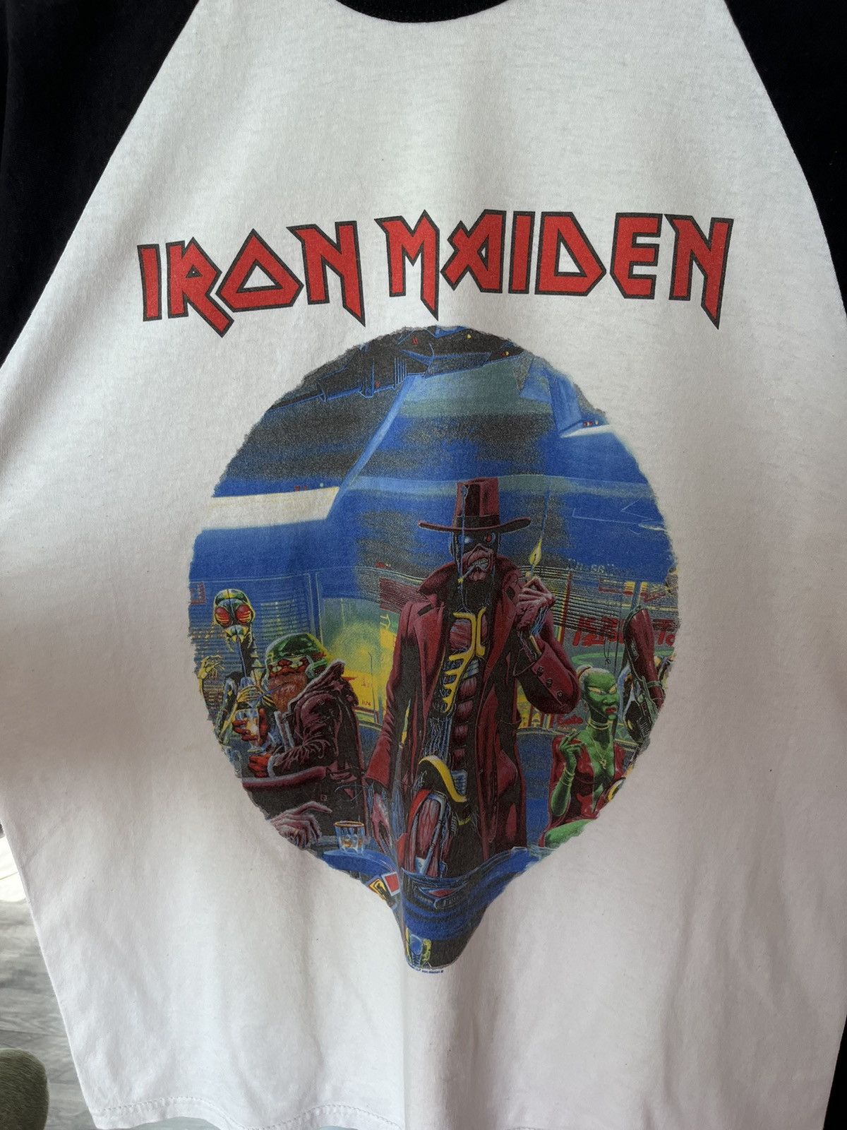 Band Tees Vintage Iron Maiden Make My Day White 2/4 T-Shirt Rock Band Size US L / EU 52-54 / 3 - 3 Thumbnail