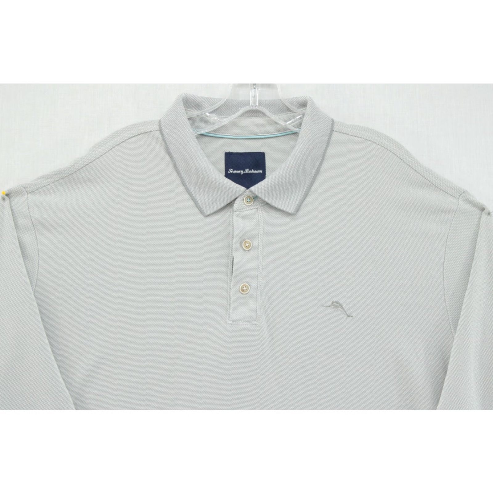 Tommy Bahama Tommy Bahama Shirt Mens 2XL Gray Solid Polo Long Sleeve Pullover Modal Polyester Size US XXL / EU 58 / 5 - 4 Thumbnail