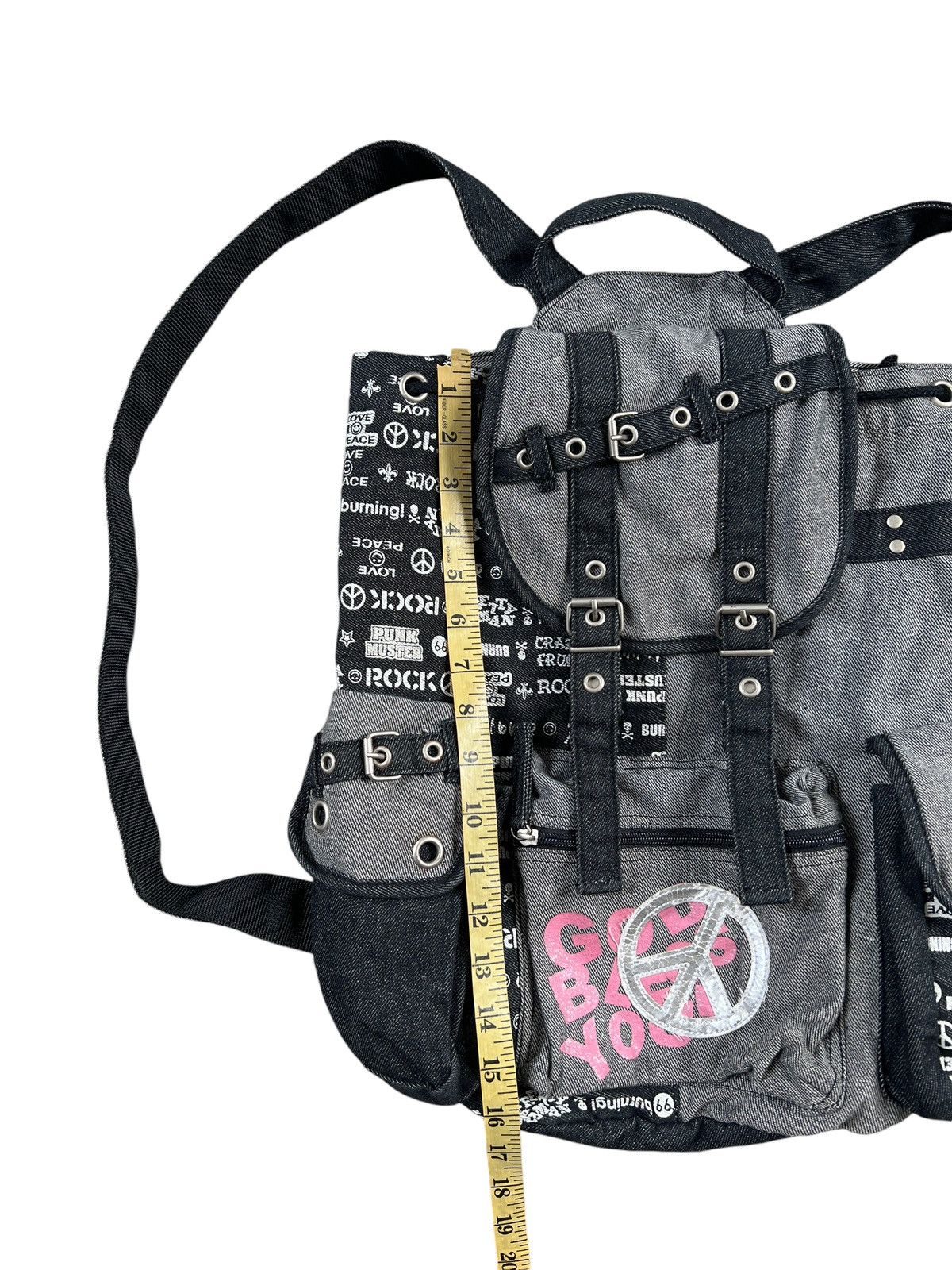 Japanese Brand Love & Peace 🇯🇵 Bondage Punk Tanker Backpack Size ONE SIZE - 12 Thumbnail