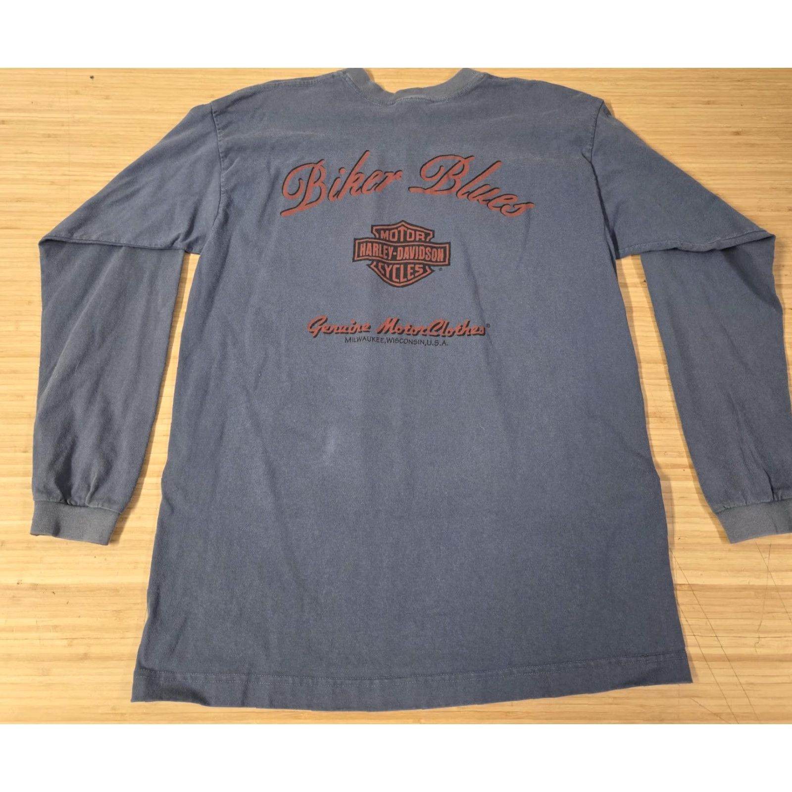 Harley Davidson VINTAGE Harley-Davidson Shirt Mens L Blue Biker Blues Motorcycle Graphic 90s Size US L / EU 52-54 / 3 - 4 Thumbnail