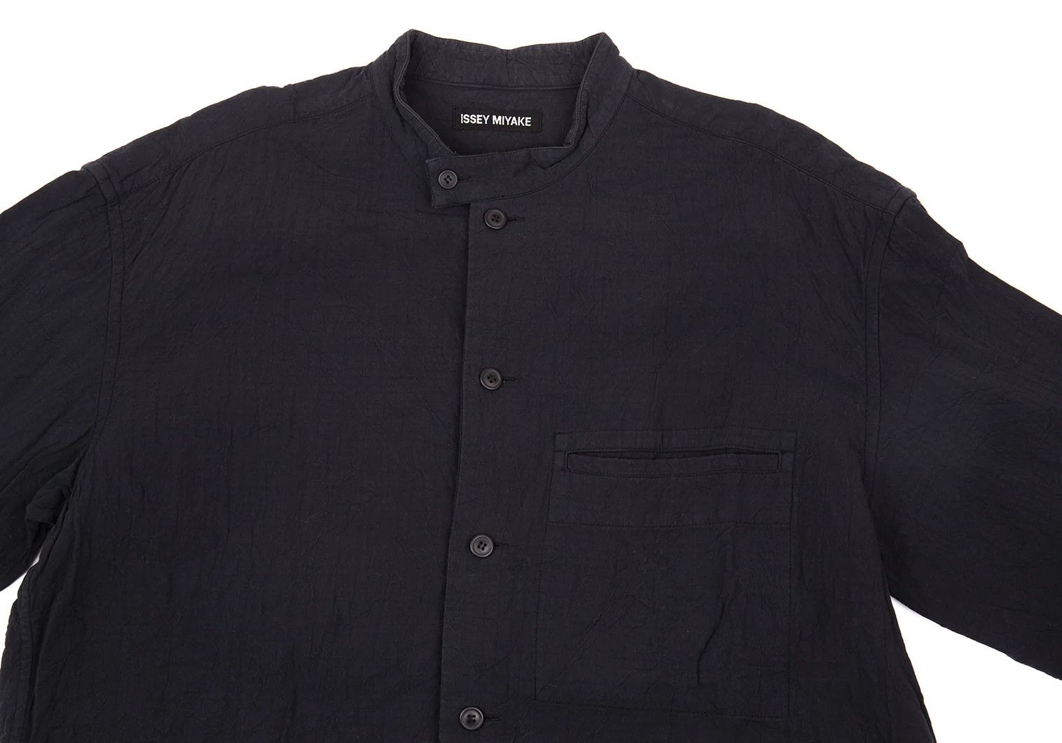Issey Miyake Cotton Mao Collar Shirt in Navy, Size 3 Size US L / EU 52-54 / 3 - 2 Thumbnail