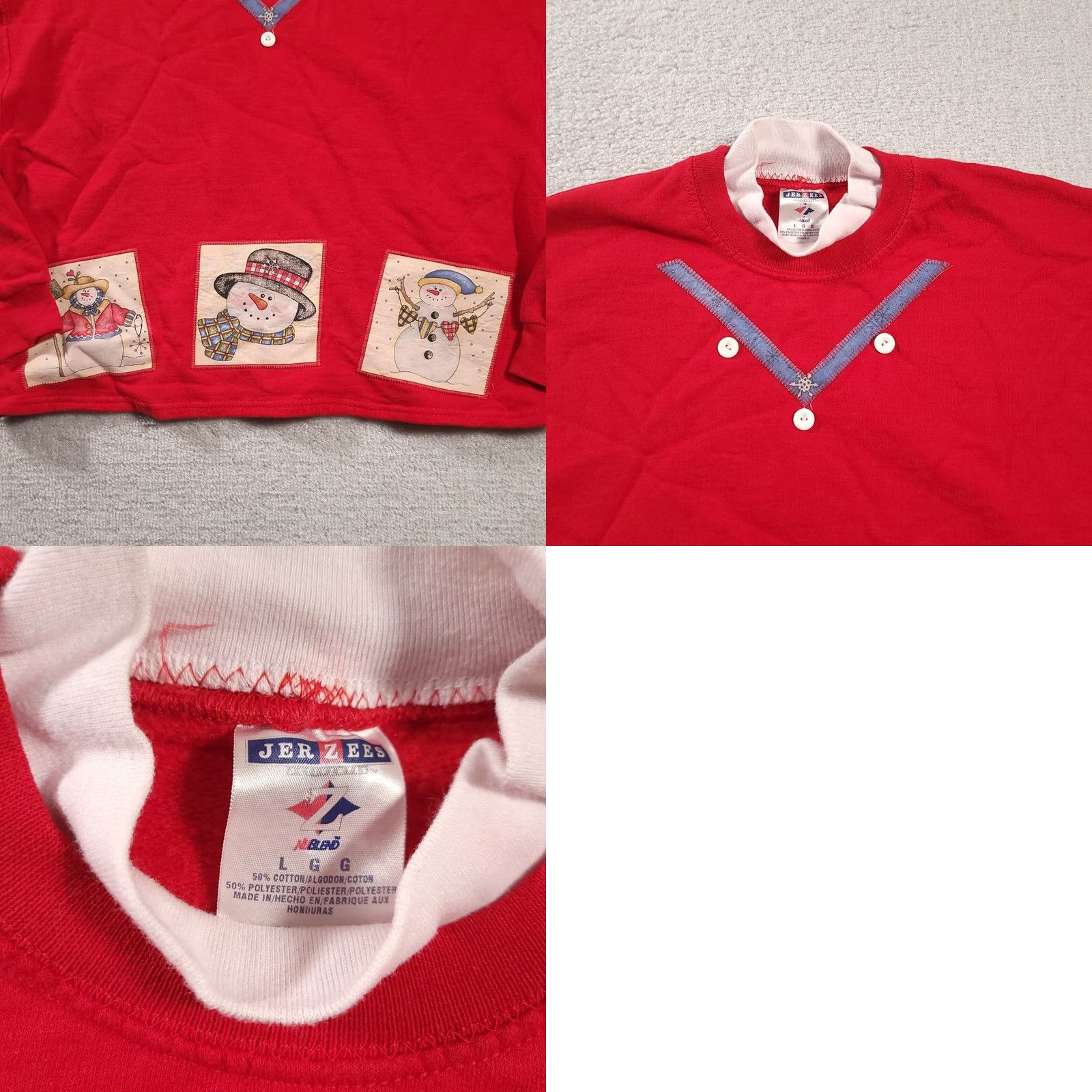 Jerzees VINTAGE JERZEES Snowman Crew Neck Sweatshirt Size L Winter Red Womens Size L / US 10 / IT 46 - 8 Thumbnail