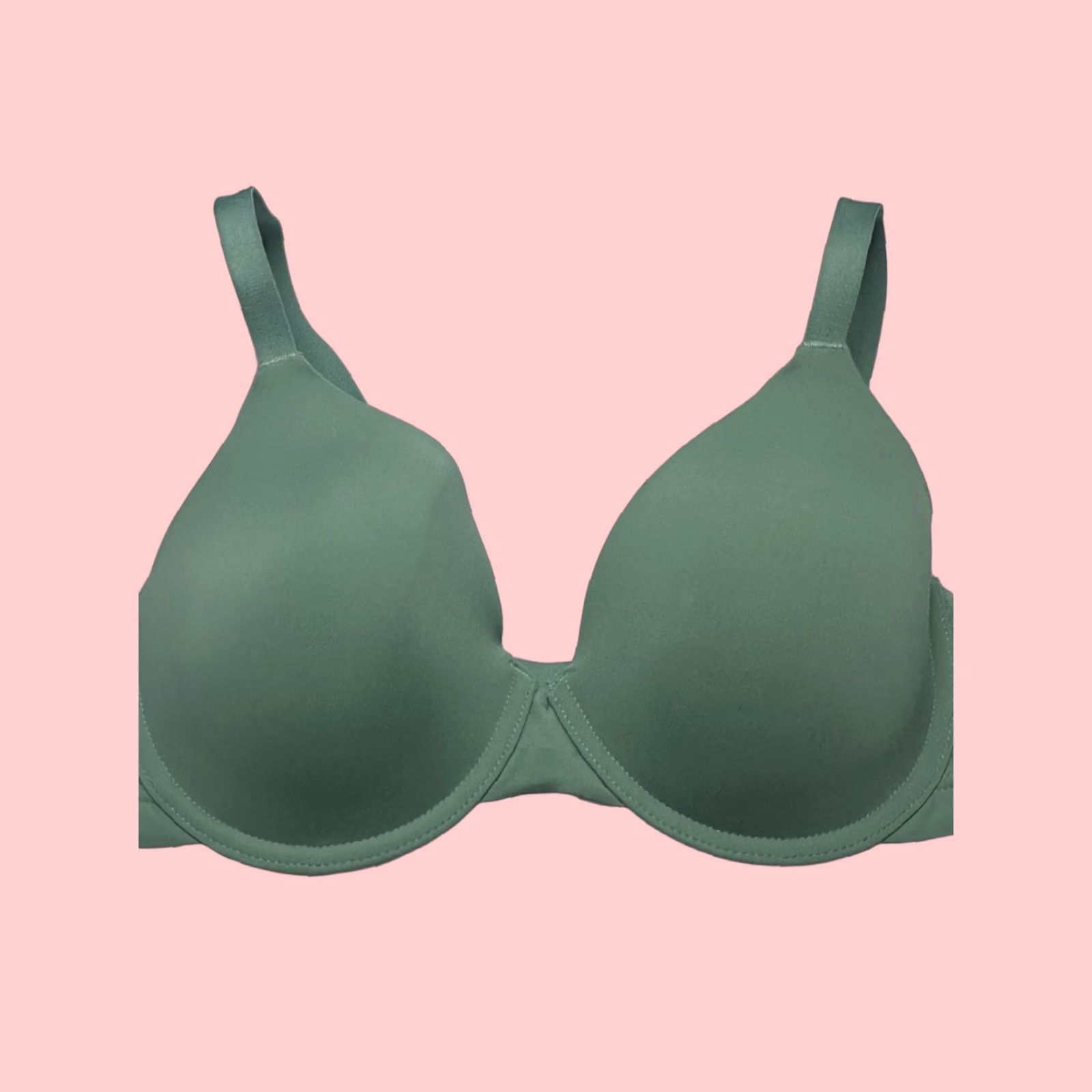 Vintage Modern Movement 34D Green Minimizer Bra Womens Underwired Adjustable Strap