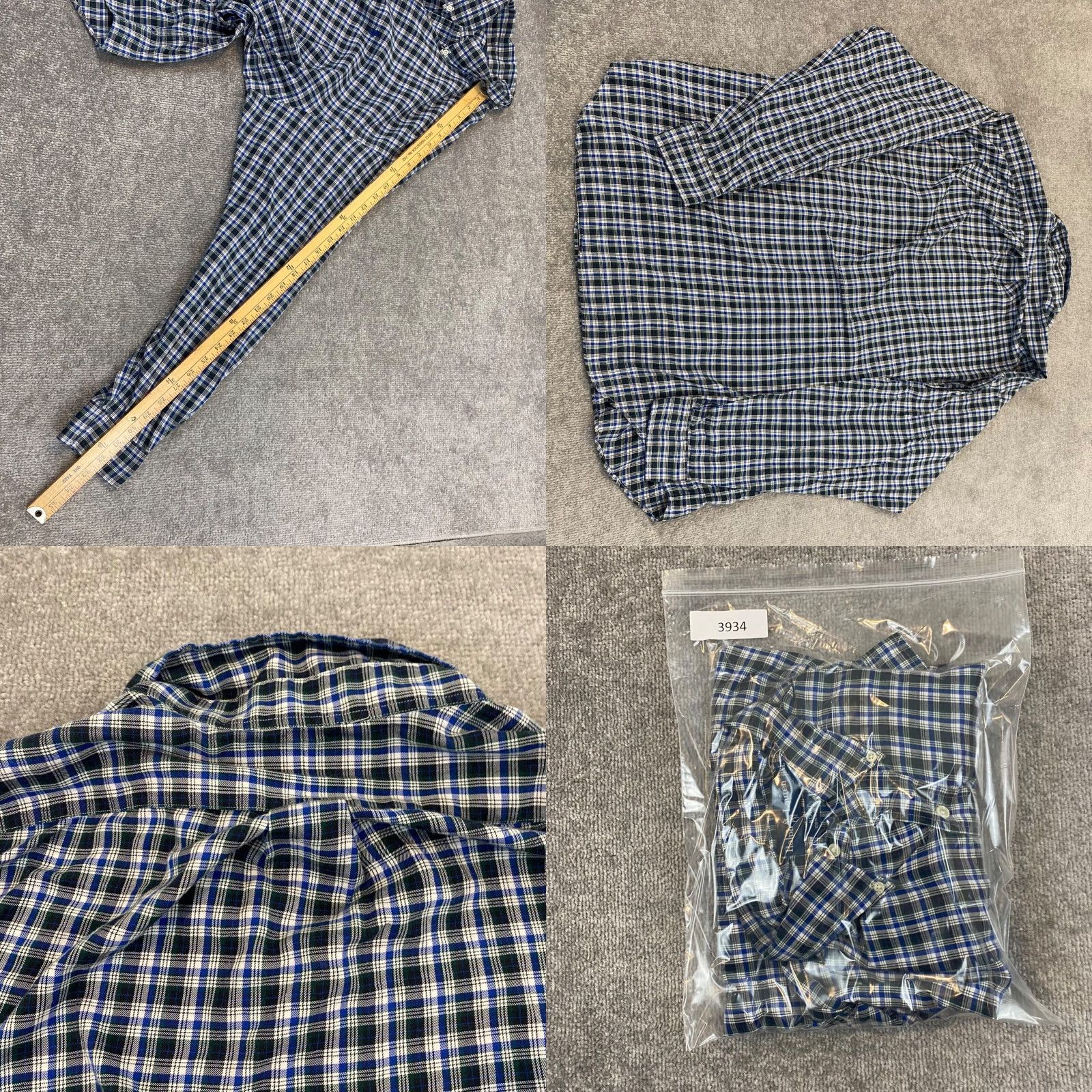 Ralph Lauren VINTAGE Ralph Lauren Mens Shirt XL Long Sleeve Plaid Button-Down Blue Green White Casual Dress Size 46R - 8 Thumbnail