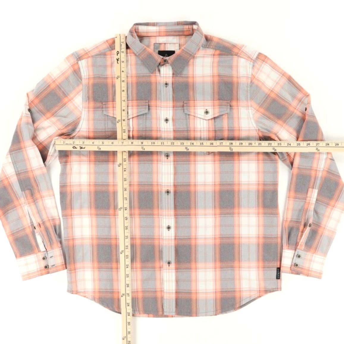 Prana **Prana Ascension Nylon Plaid Long Sleeve Button Up Shirt Peach Men's L** User: **Prana Ascension Plaid Long Sleeve Button Up Shirt - Men's L, Peach** Size US L / EU 52-54 / 3 - 3 Thumbnail