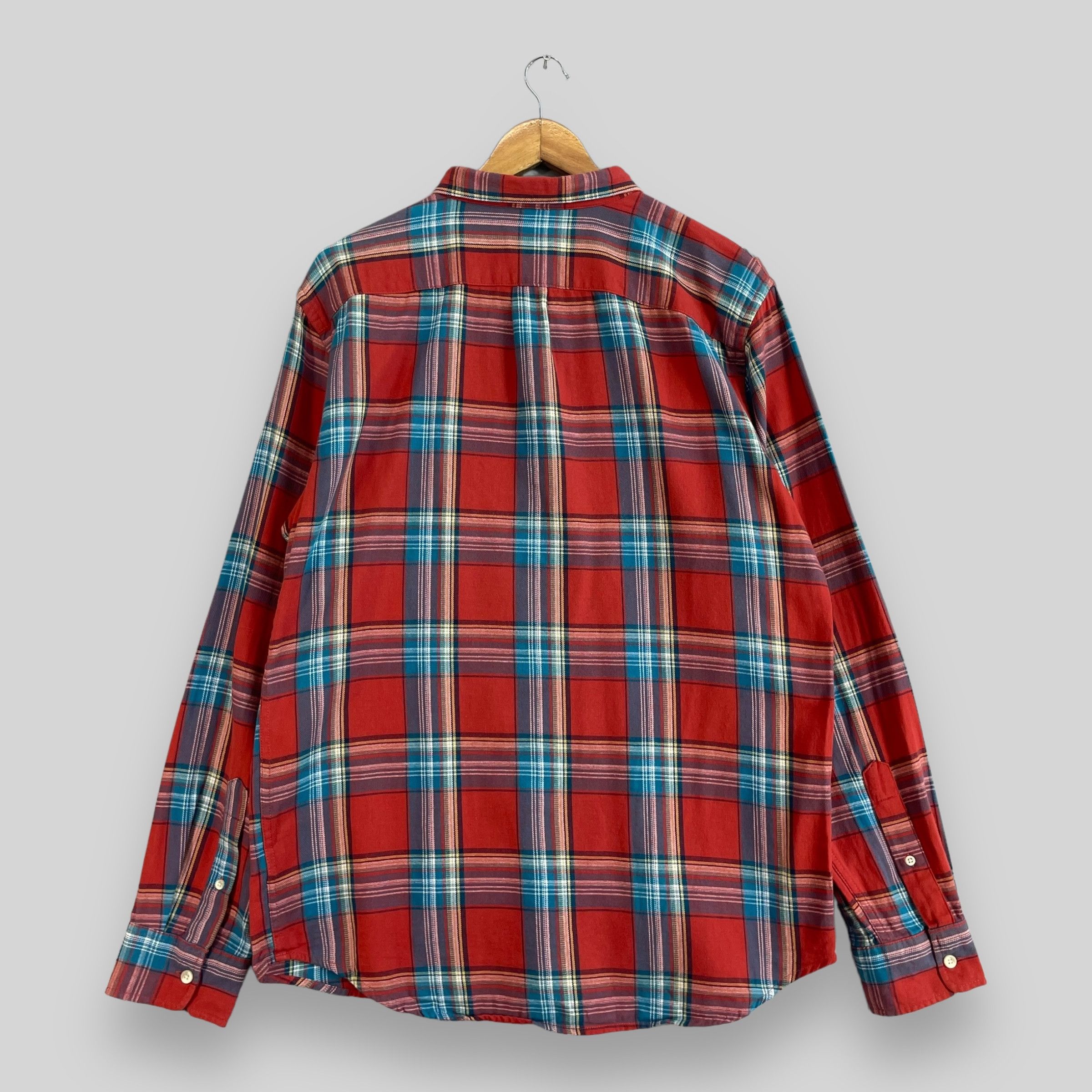 Flannel × Japanese Brand Vintage Old Navy Plaid Tartan Orange Button Up Flannel Size US L / EU 52-54 / 3 - 7 Thumbnail