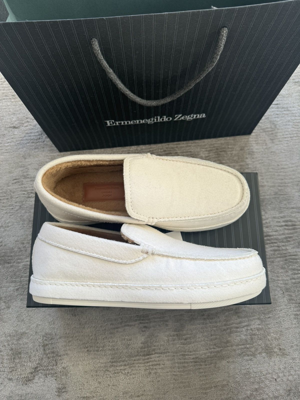 Ermenegildo Zegna Zegna Off White Wool Slip On Sneaker Size US 10 / EU 43 - 6 Thumbnail