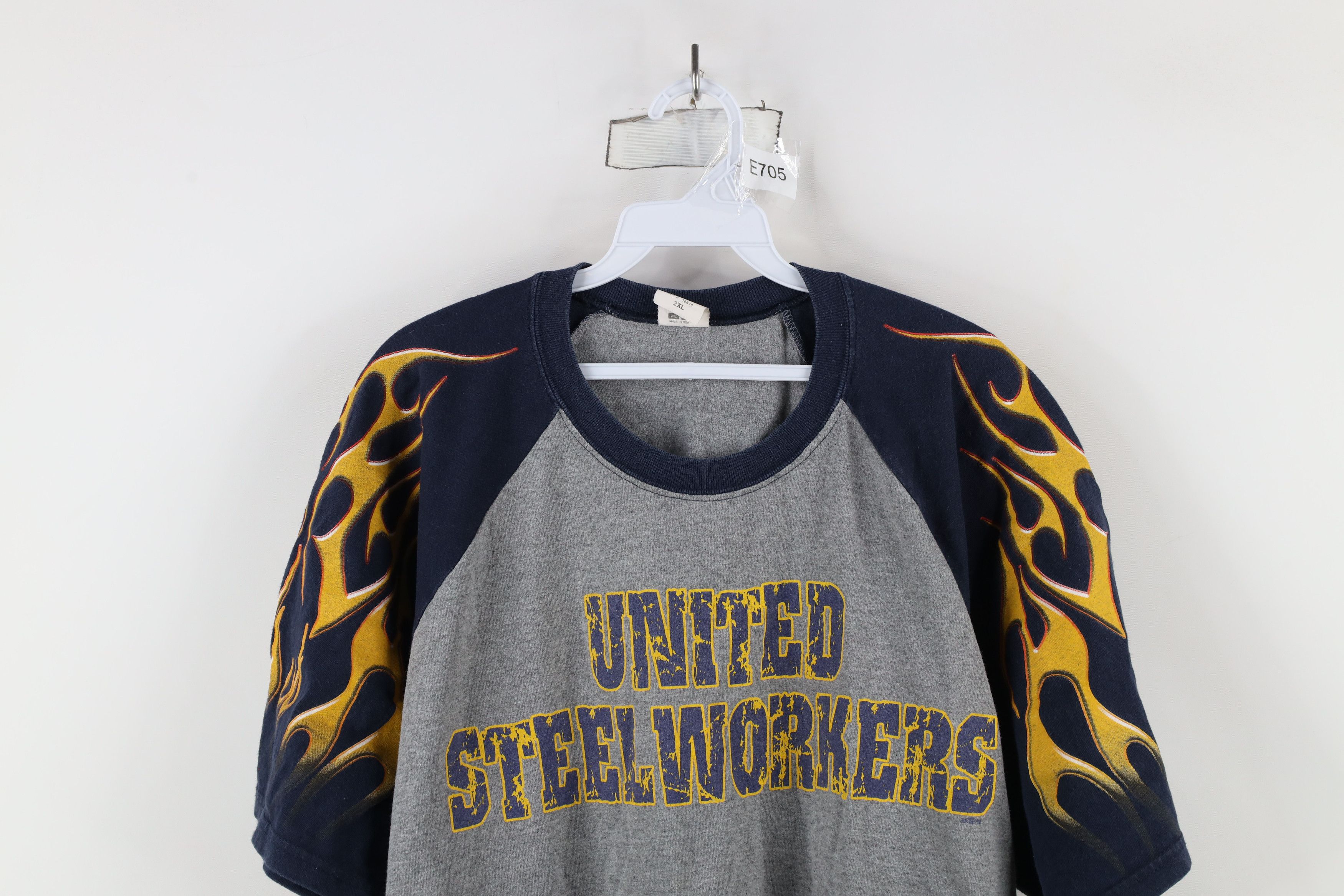 Vintage Vintage 90s Union Made United Steel Workers T-Shirt Gray USA Size US XL / EU 56 / 4 - 2 Thumbnail
