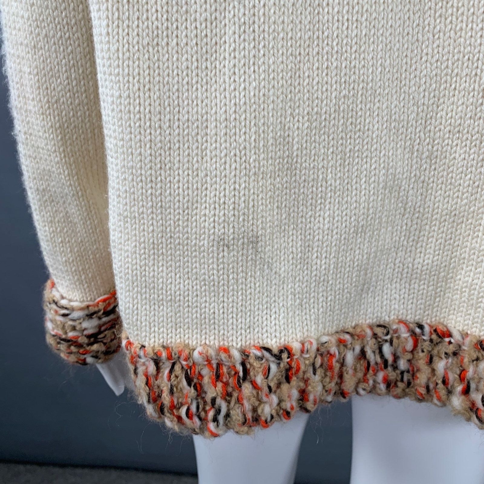 Dirk Van Saene DIRK VAN SAENE Size M Cream Orange Beige Wool Knit Cardigan Size M / US 6-8 / IT 42-44 - 5 Thumbnail