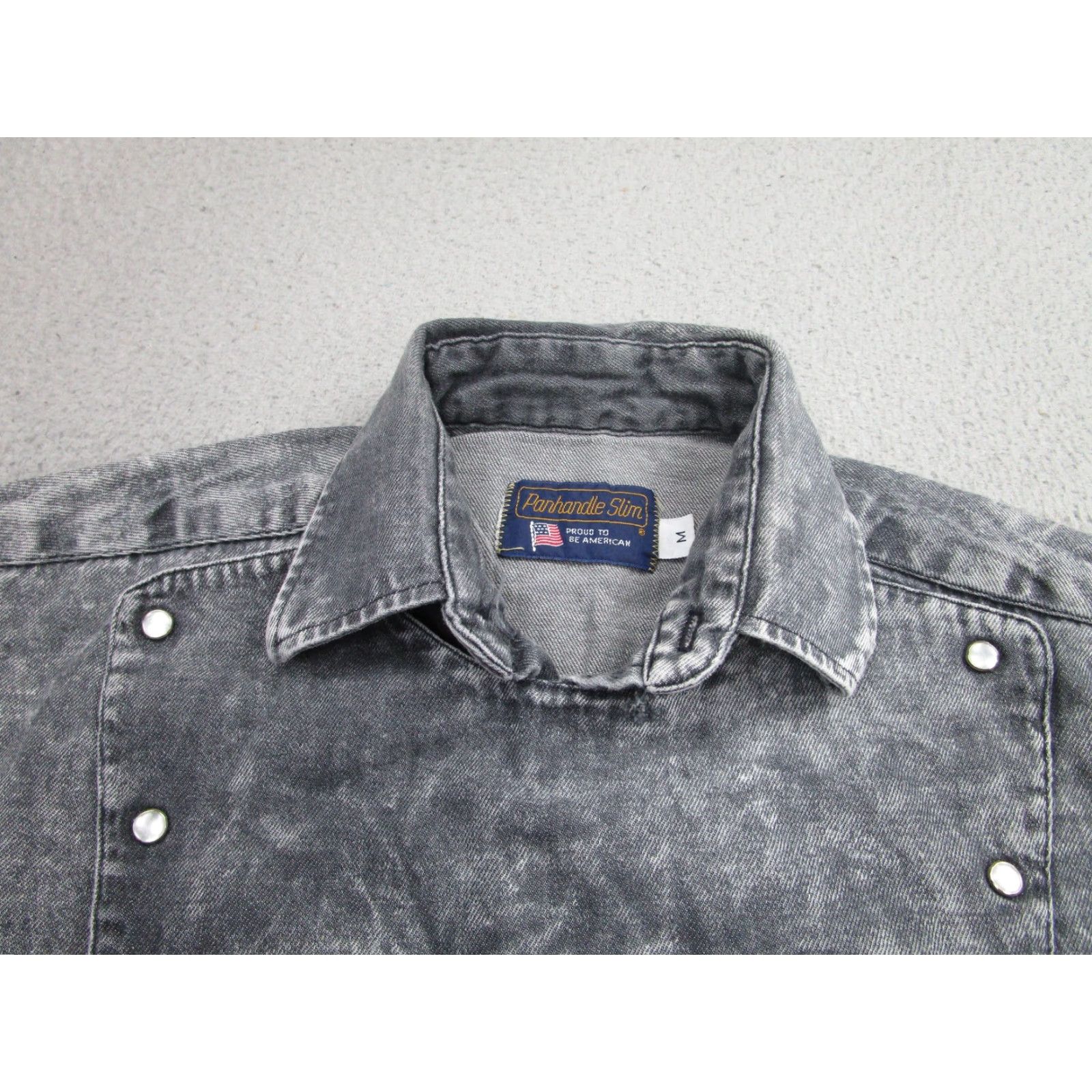 Vintage Panhandle Slim Men's Medium Gray Western Shirt Long Sleeve Snap Front Cotton Size US M / EU 48-50 / 2 - 3 Thumbnail
