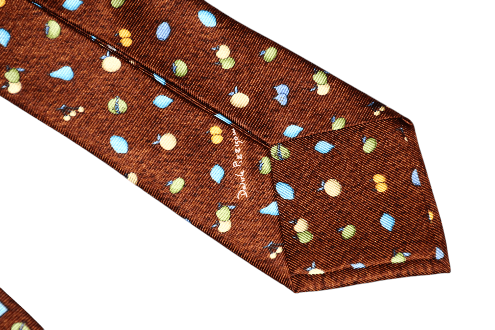 Bvlgari Bvlgari David Pizzigoni Hand Pattern Fruits Artwork Silk Tie Size ONE SIZE - 4 Thumbnail