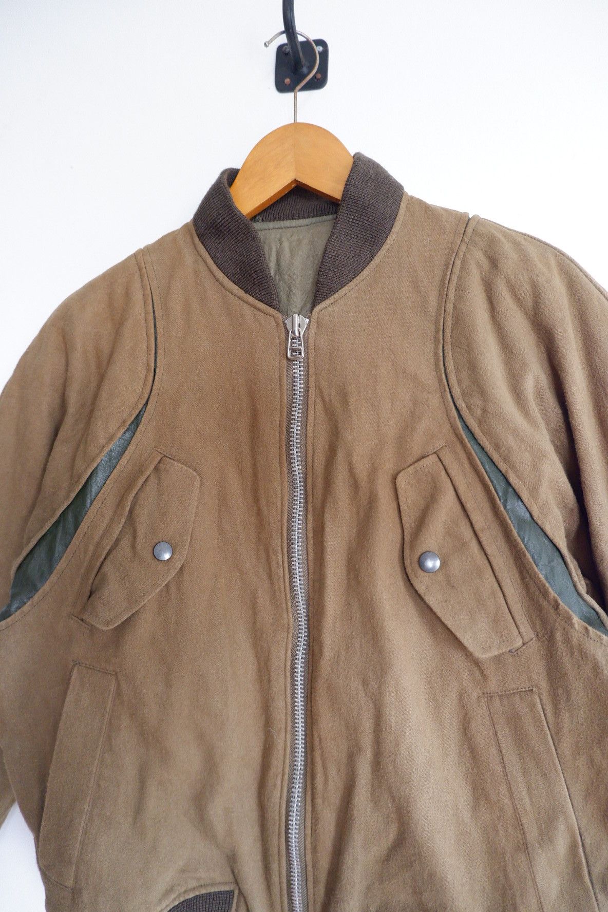 Issey Miyake Vintage 80s Paneled Leather Bomber Jacket Size US M / EU 48-50 / 2 - 3 Thumbnail