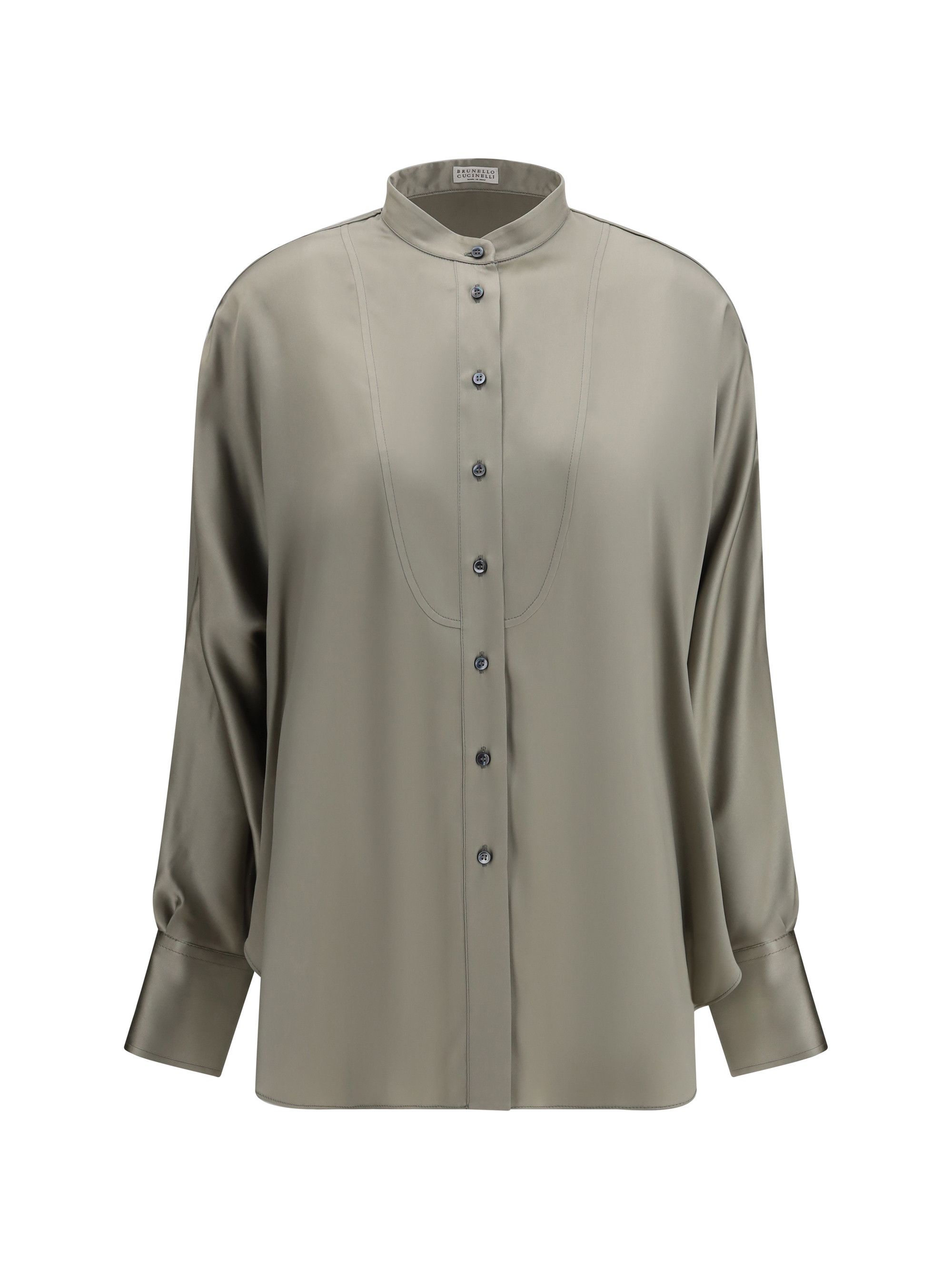 Brunello Cucinelli Silk Shirt with monili details Size XS / US 0-2 / IT 36-38 - 1 Thumbnail