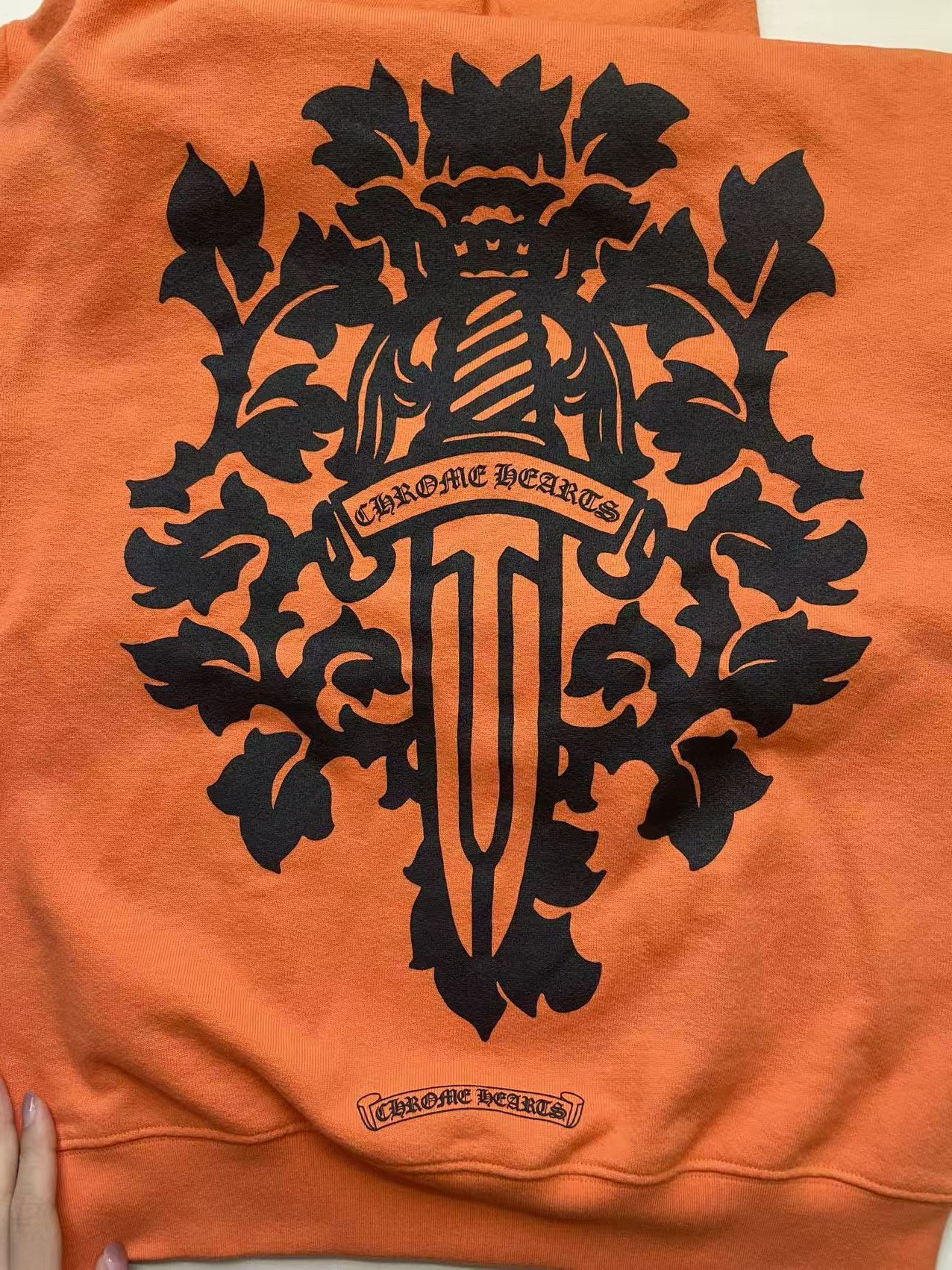Chrome Hearts Chrome Hearts Vine Dagger Logo Orange Pullover Hoodie Size S / US 4 / IT 40 - 3 Thumbnail