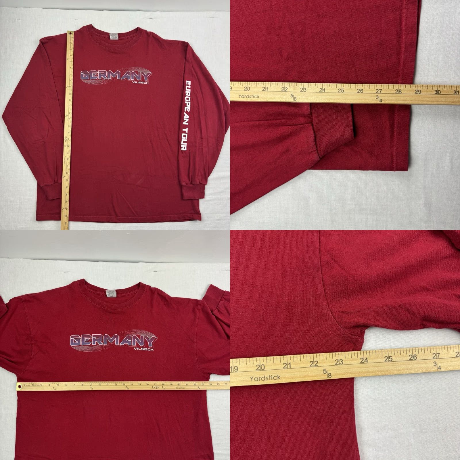 Soffe VINTAGE Vilseck Germany Long Sleeve Shirt Adult XL European Tour Soffe Crew Neck Red Men's XL 90s Y2K USA Theme Size US XL / EU 56 / 4 - 8 Thumbnail
