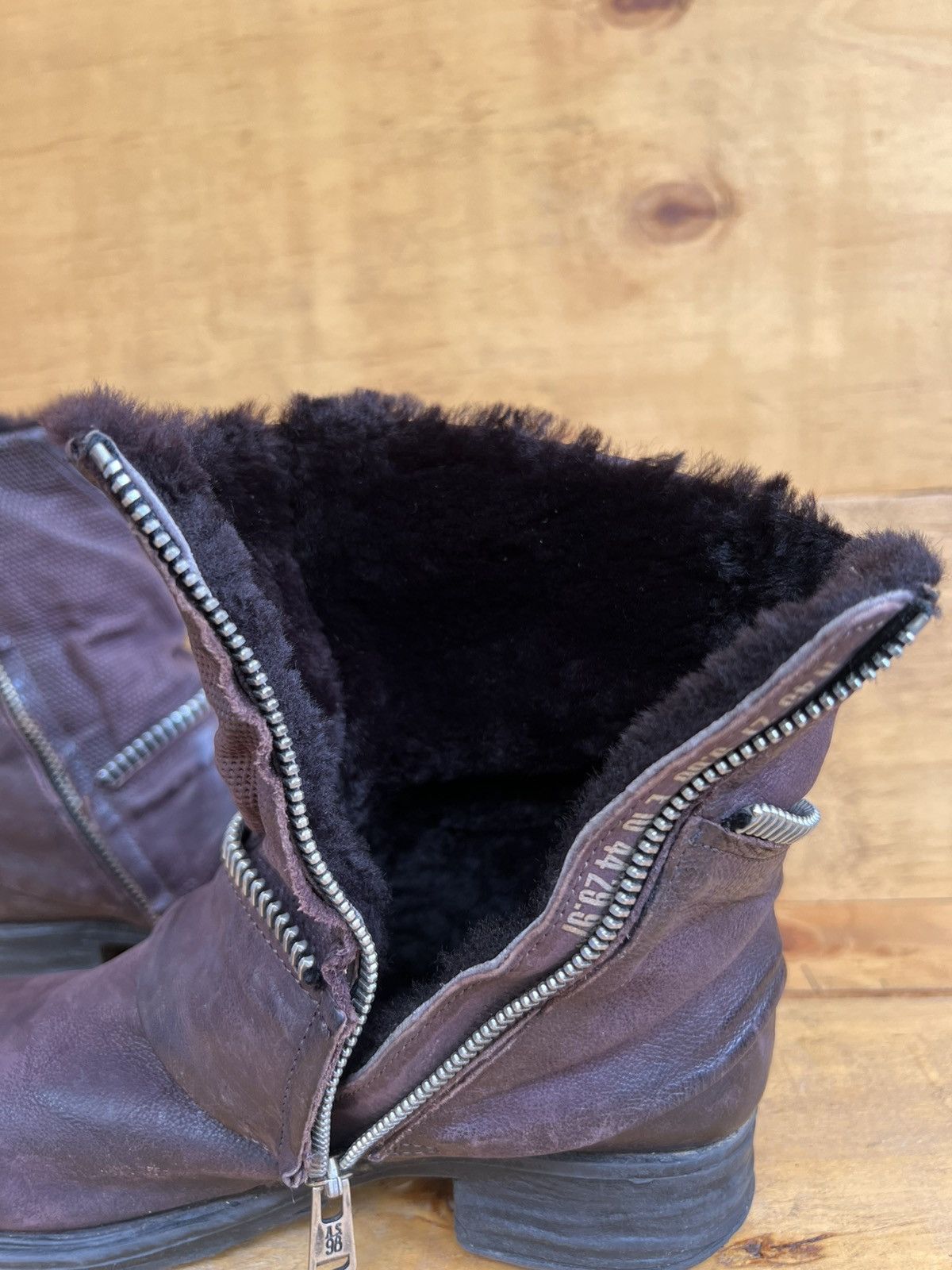 A.S.98 A.S.98 Ankle Leather boots Burgundy With Fur Inside Size US 7 / IT 37 - 12 Thumbnail