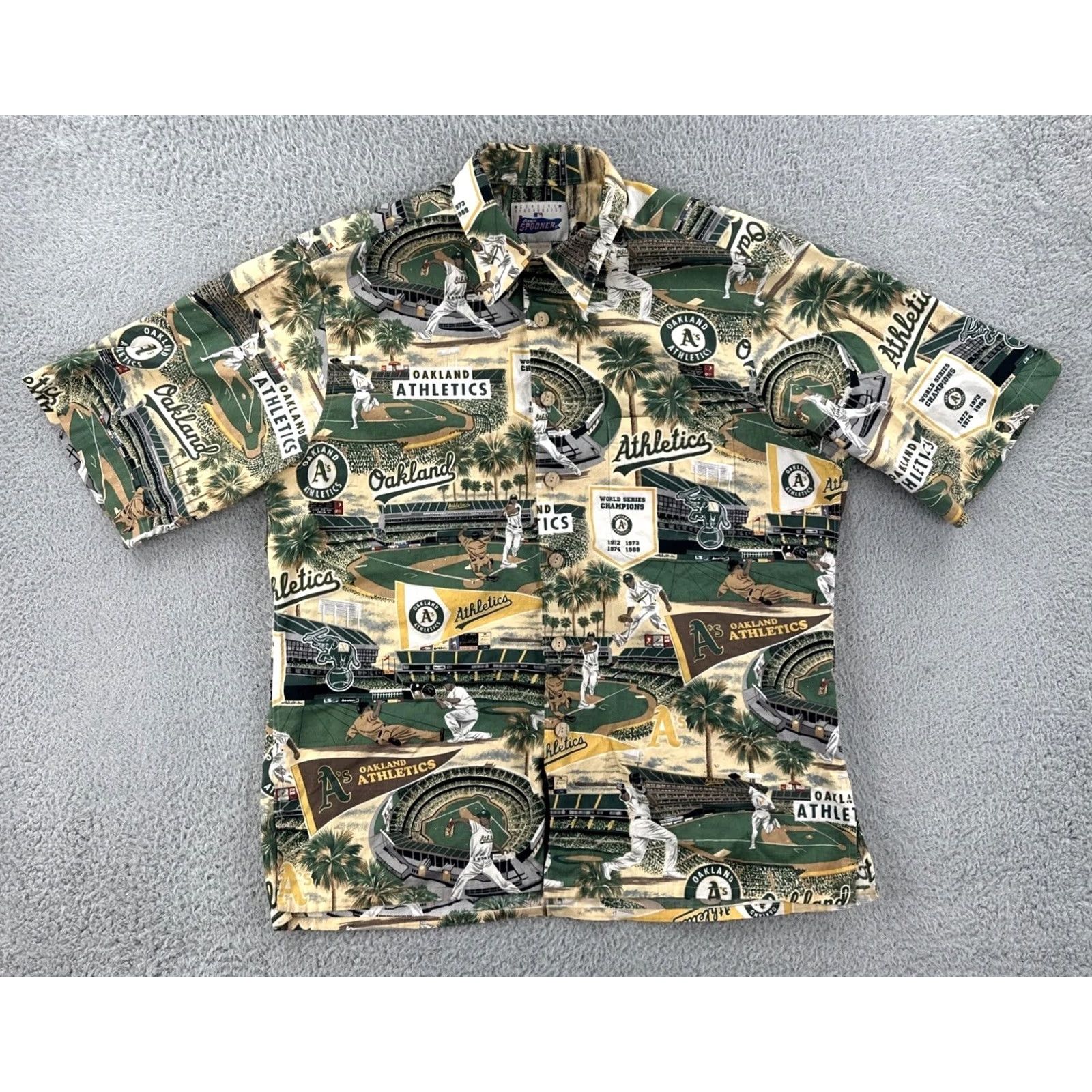 Reyn Spooner Reyn Spooner Men’s Large MLB Baseball Oakland Athletics Cotton Button-Up Shirt Size US L / EU 52-54 / 3 - 2 Thumbnail