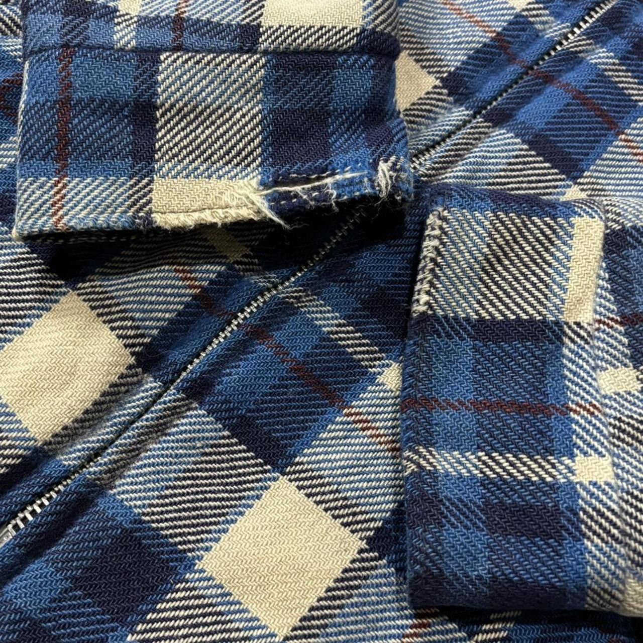 Vintage Vintage 70s Plaid Blue Wool Blend Full Zip Shacket Jacket Size US L / EU 52-54 / 3 - 3 Thumbnail
