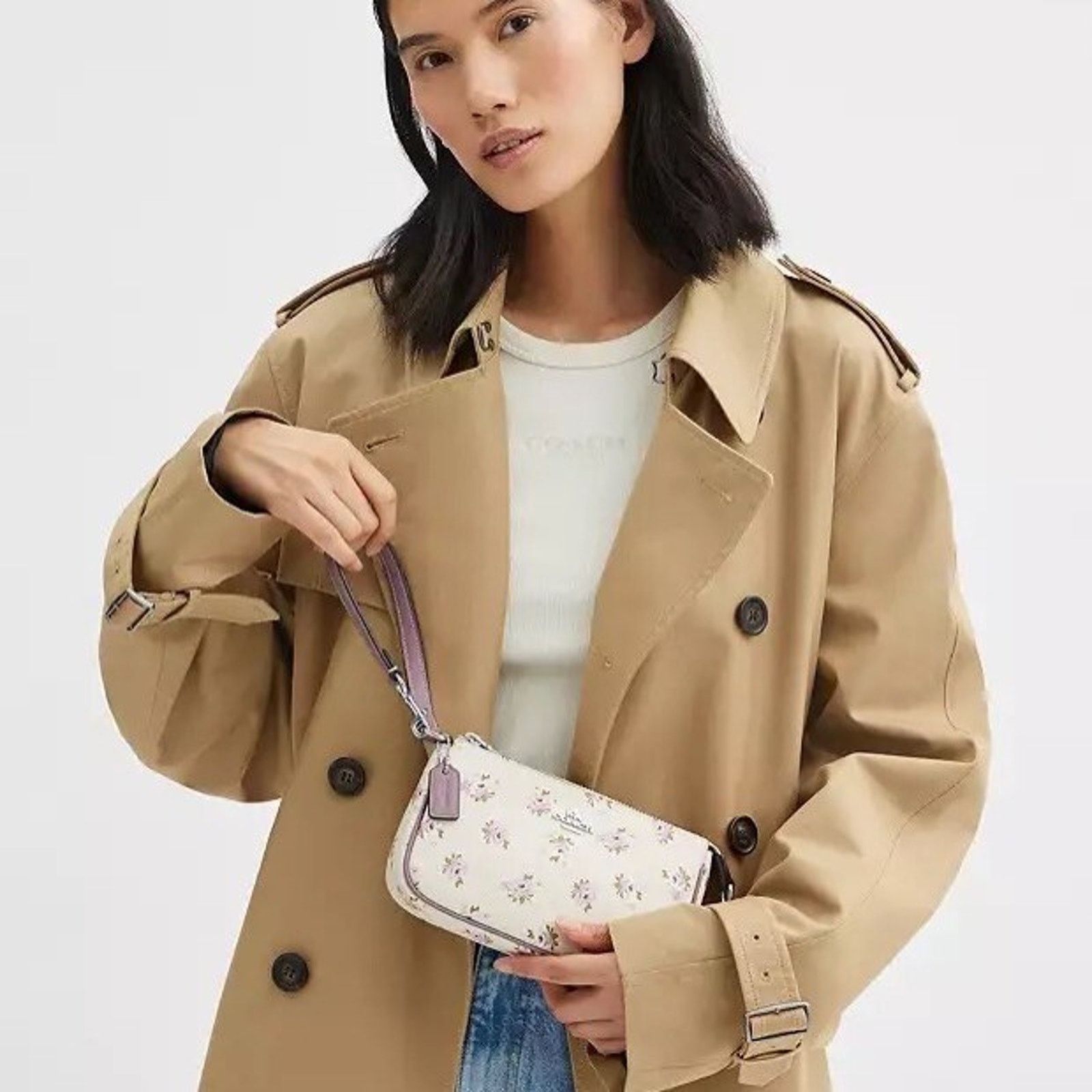 Coach NWT COACH Nolita 19 Floral Wristlet CAL24 Silver/Chalk Size ONE SIZE - 9 Thumbnail
