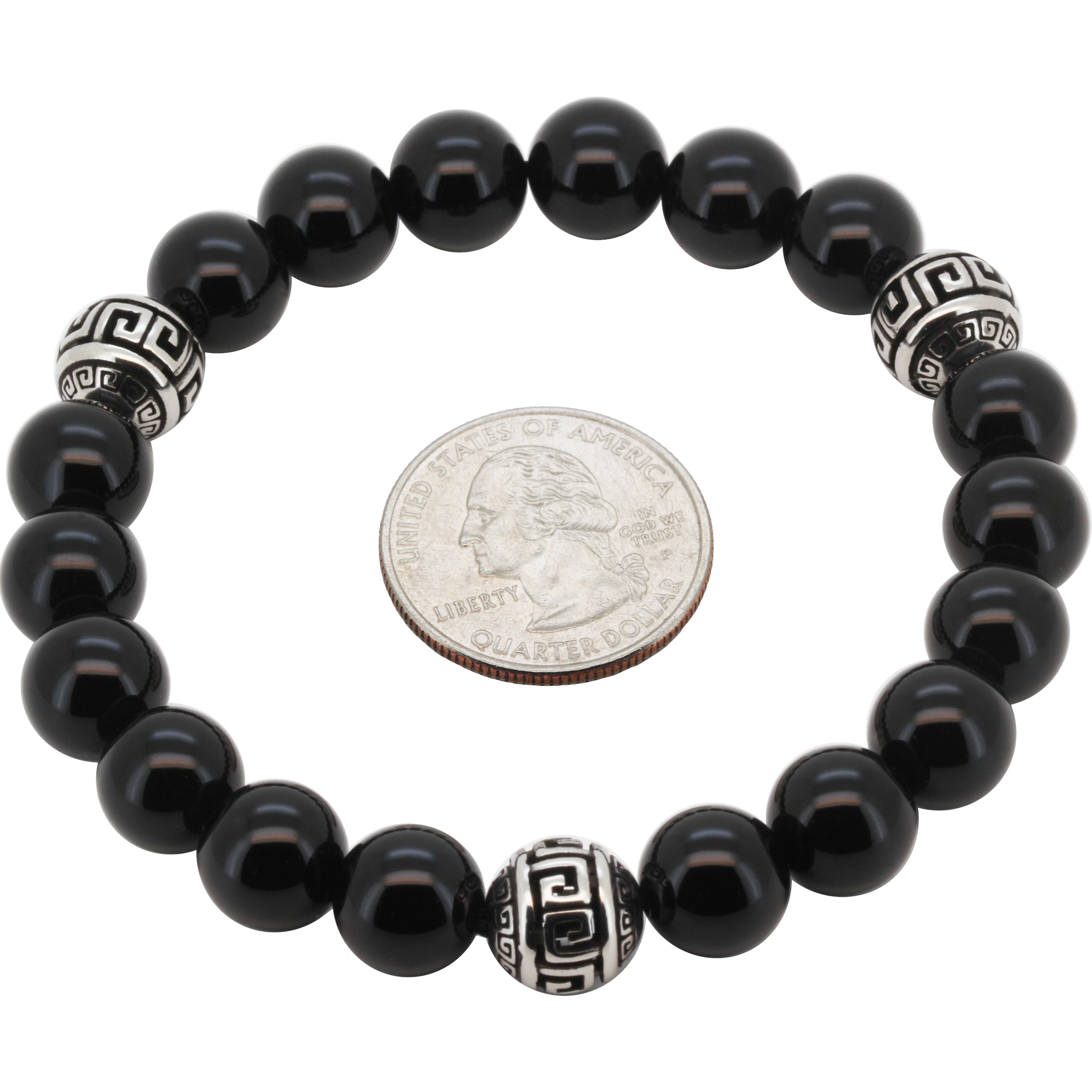 Other 316L Stainless Steel 10mm Greek Obsidian Stretch Bracelet 8” Size ONE SIZE - 1 Preview