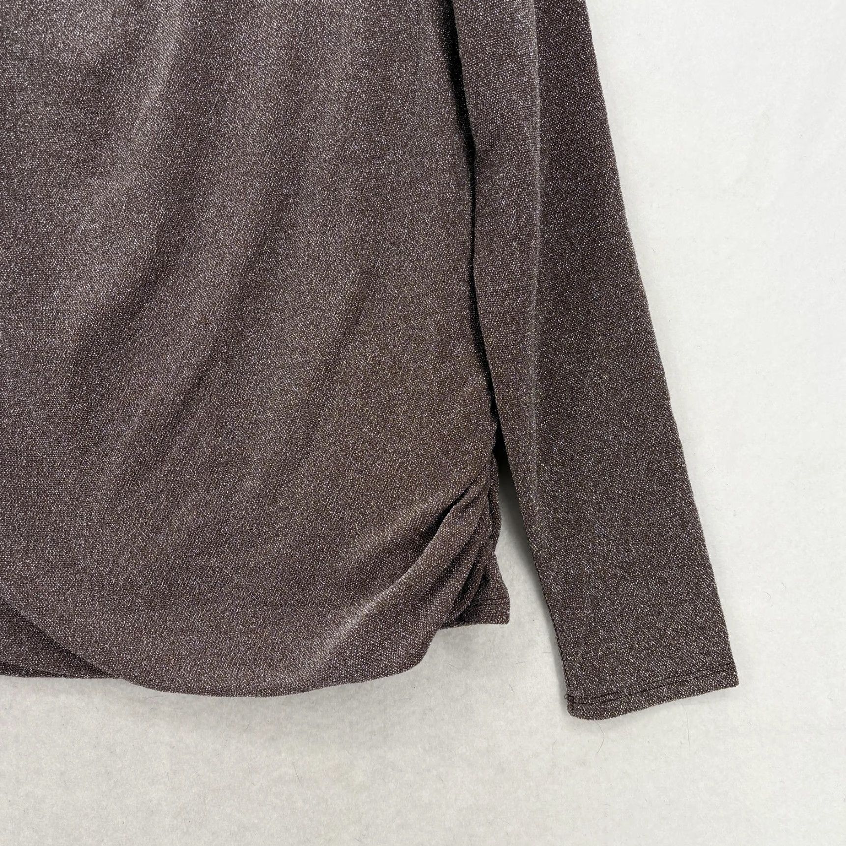 White House Black Market White House Black Market Blouse Womens XL Brown Mock Neck Long Sleeve NWT Glitter Solid Adult Womens Size XL / US 12-14 / IT 48-50 - 3 Thumbnail