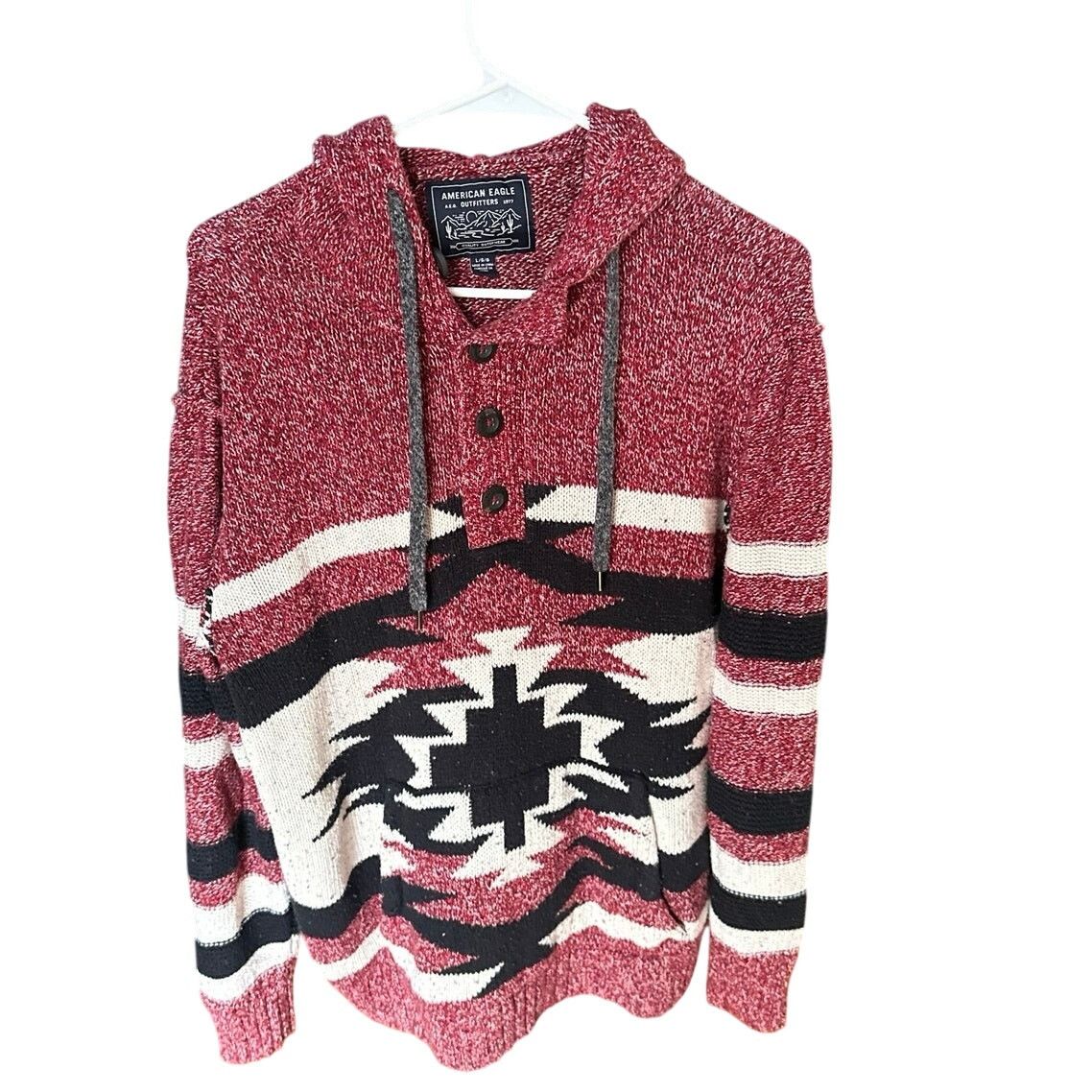 American Eagle Outfitters American Eagle Aztec Tribal Hoodie Red/White/Black Size L Size US L / EU 52-54 / 3 - 1 Thumbnail