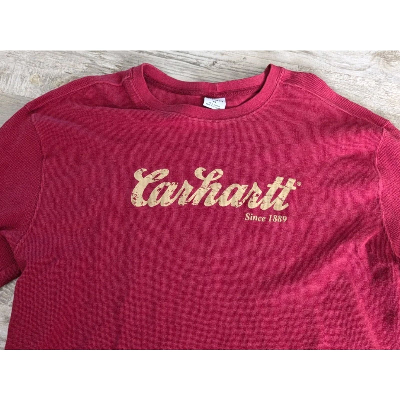 Carhartt Carhartt Long Sleeve Thermal Shirt Mens XL Waffle Knit Burgundy Size US XL / EU 56 / 4 - 6 Thumbnail