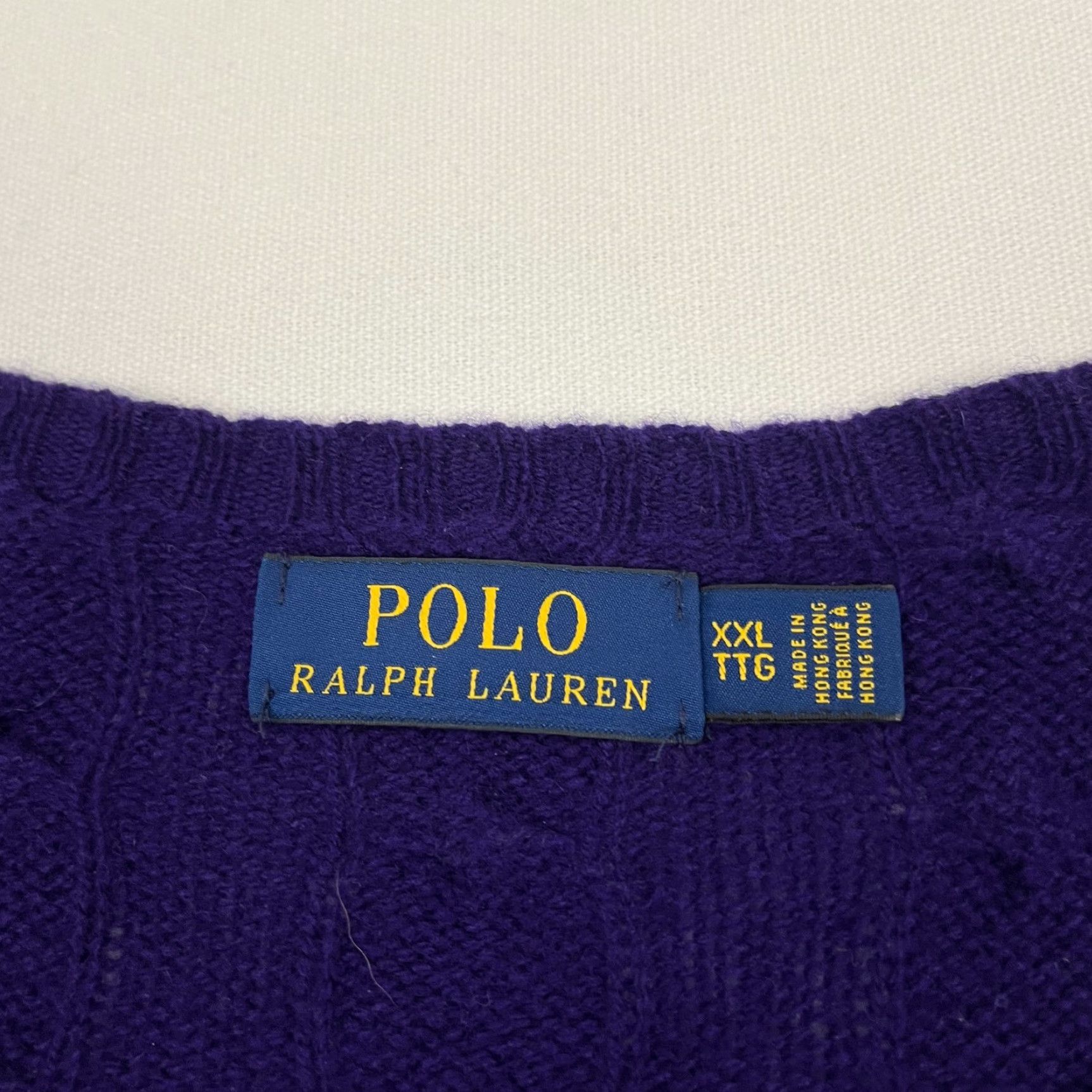 Polo Ralph Lauren Polo Ralph Lauren Merino Wool Cashmere Sweater Mens 2XL Purple Cable Knit Crew Neck Pullover Size US XXL / EU 58 / 5 - 2 Thumbnail
