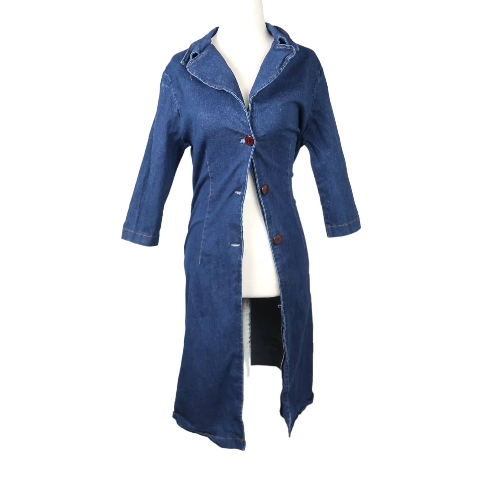 Denime VINTAGE 90s Rag Jacket - Denim Mid-Length Blue Polyester - Women L Casual 90s Theme Size L / US 10 / IT 46 - 5 Thumbnail