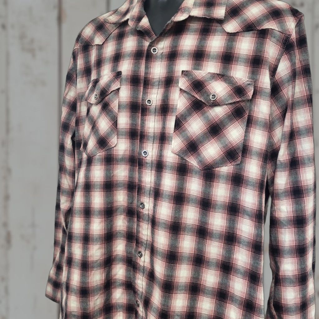 Wrangler Wrangler Shirt Western Plaid Long Sleeve Button-Up XL Tall Mens Coral Black Multicolor Casual Workwear Sed? (note: fix) Size US XL / EU 56 / 4 - 1 Thumbnail