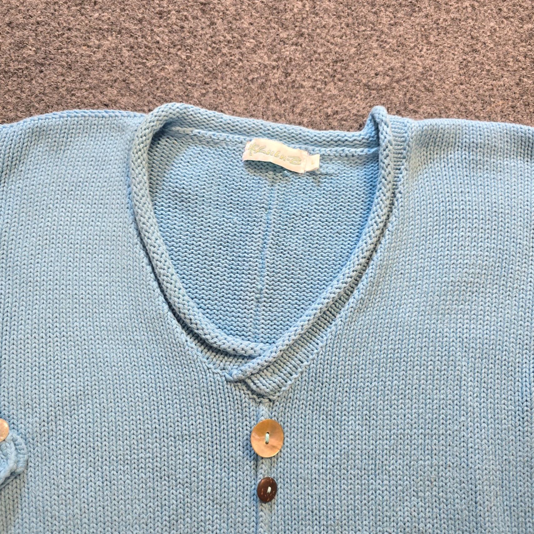 Vintage Lulu B Sweater Womens Large Blue Buttons Artsy Chunky Knit Round Neck Casual Size L / US 10 / IT 46 - 2 Thumbnail
