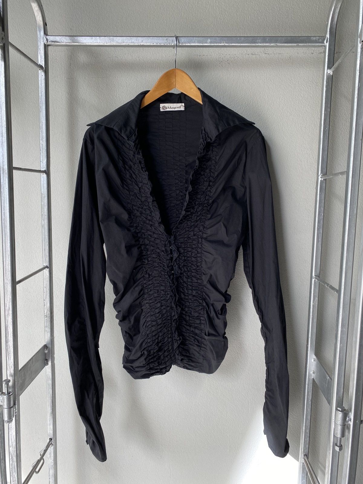 Designer × Japanese Brand Y2K Mayentl Black Ruched Long-Sleeve Blouse Size M / US 6-8 / IT 42-44 - 16 Thumbnail