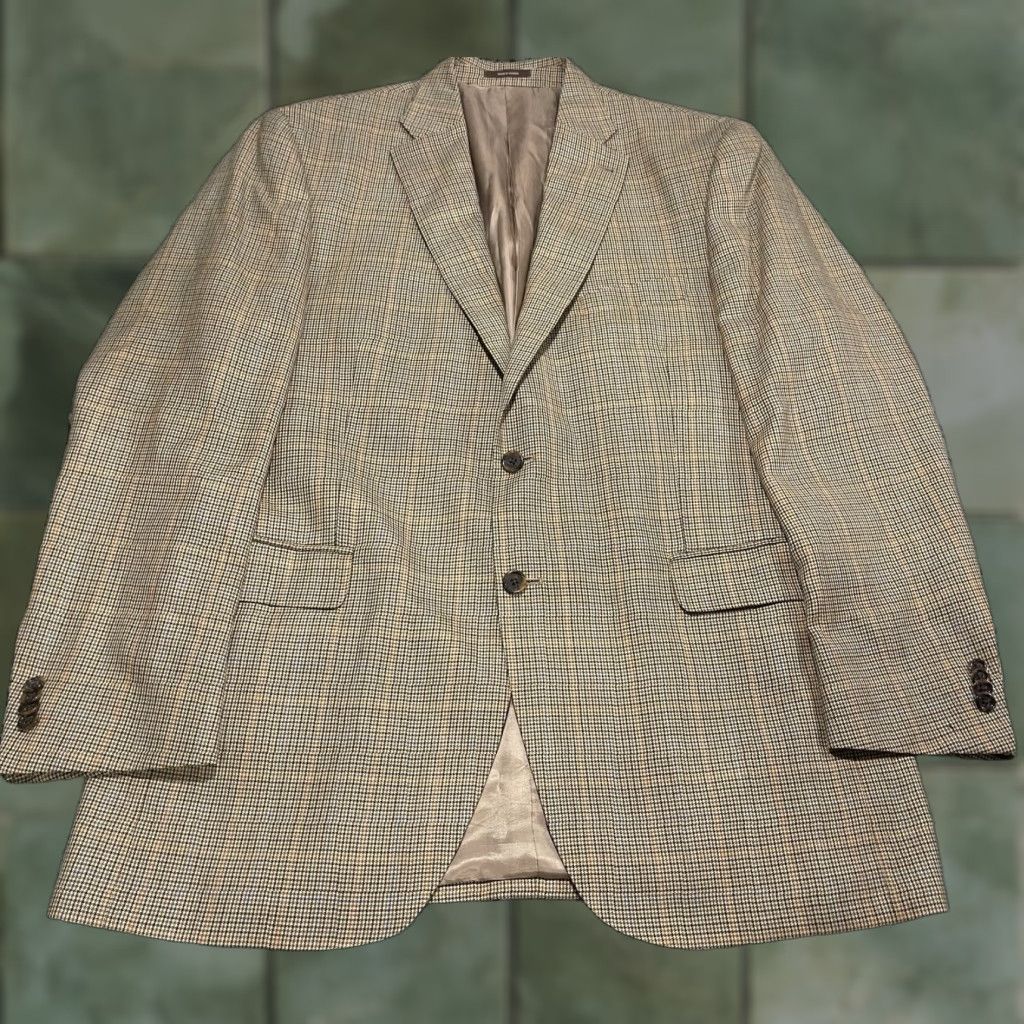 Peter Millar VINTAGE Peter Millar Sport Coat Blazer Mens Sz 46 Houndstooth Double Vented Size 46R - 1 Thumbnail