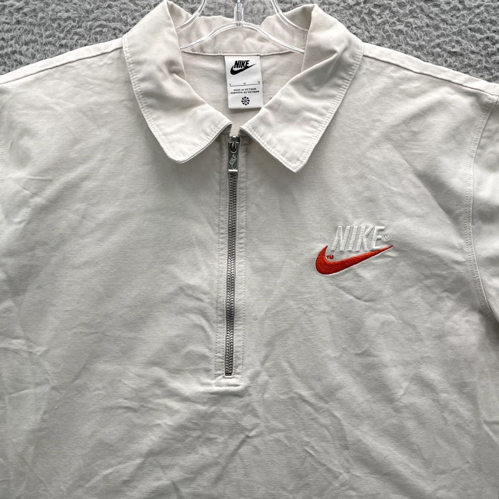 Nike Nike Polo Large Boxy Overshirt Heavy Canvas Retro 90s Sport Skate Y2k Streetwear Polo Shirt Mens L Ivory Size US L / EU 52-54 / 3 - 3 Thumbnail